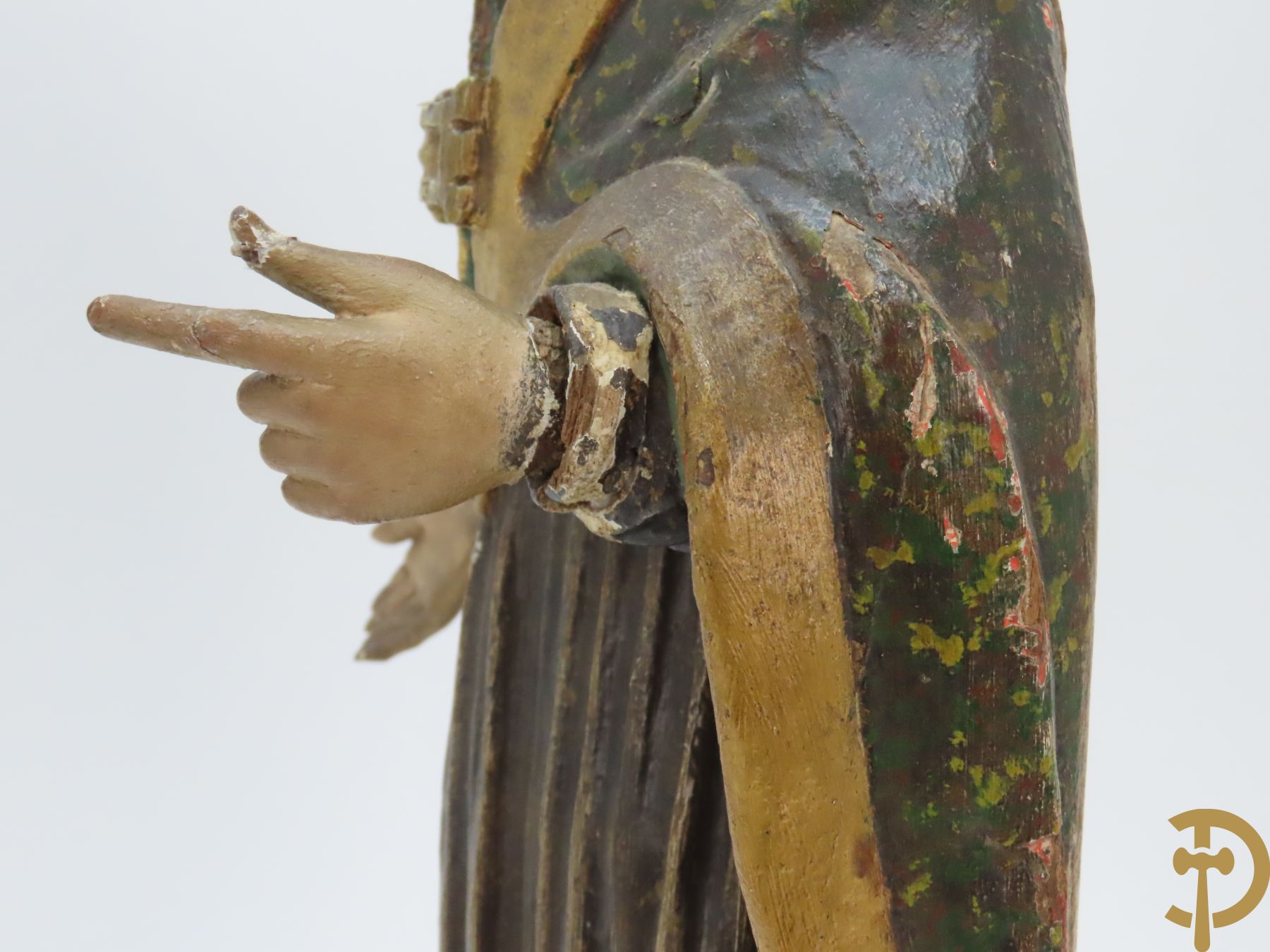 Gepolychromeerde houtsculptuur van Sint Elooi