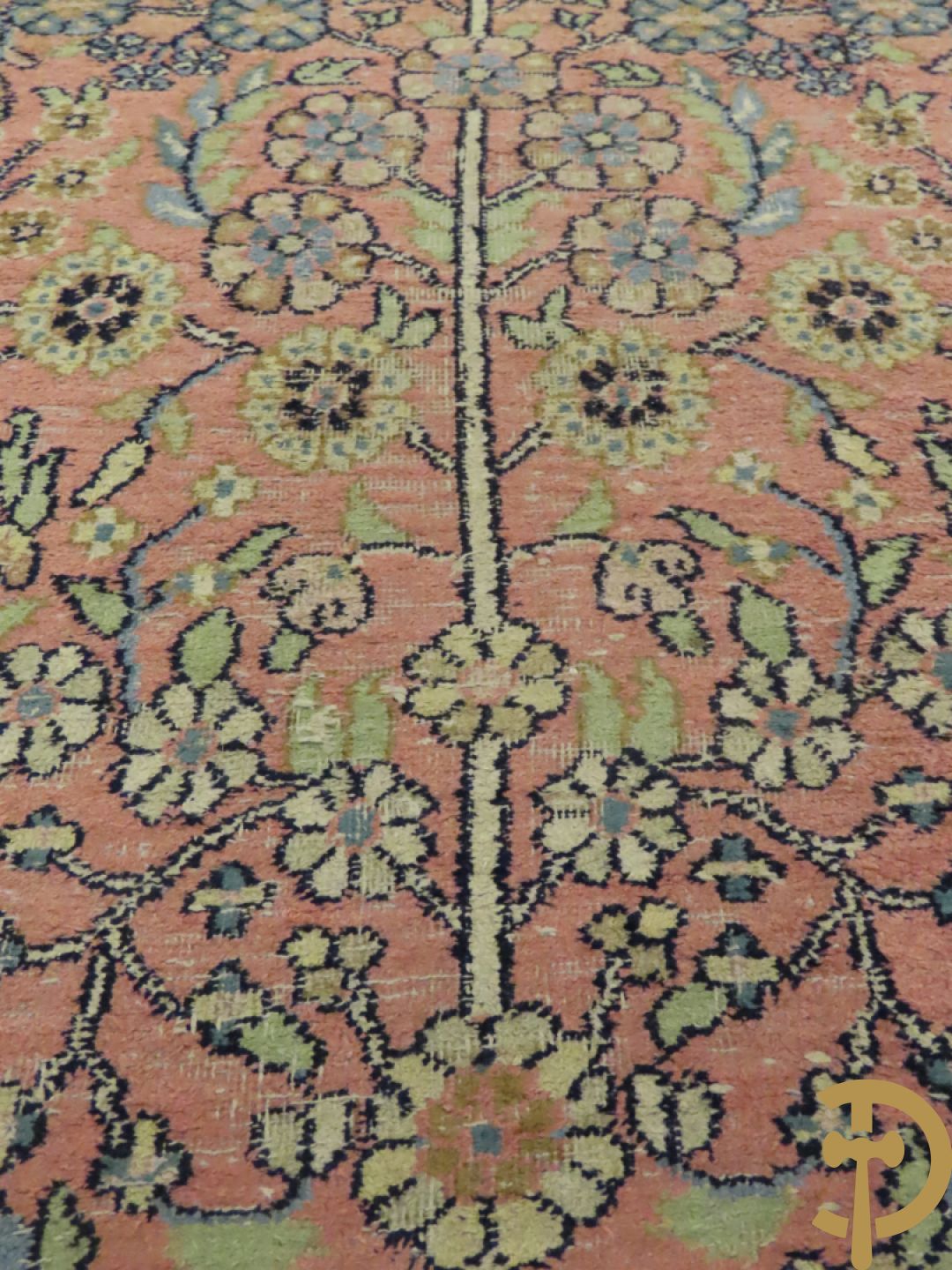 Oosters handgeknoopte loper zijde op katoen met amfoor en bloemenmotieven