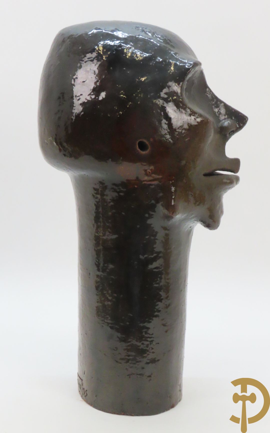 SCHEIRLINCKX Jos getekend - Karaktervol modern geglazuurd keramieken beeld van een hoofd