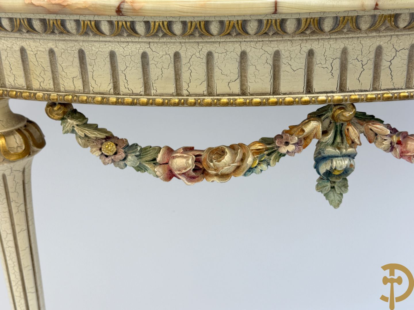 Console + gepolychromeerde spiegel, Louis XVI stijl