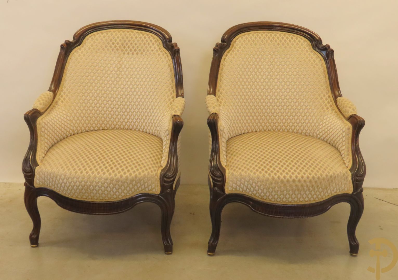 Louis Philippe salonensemble bestaande uit canapé, 2 armzetels en 2 stoelen