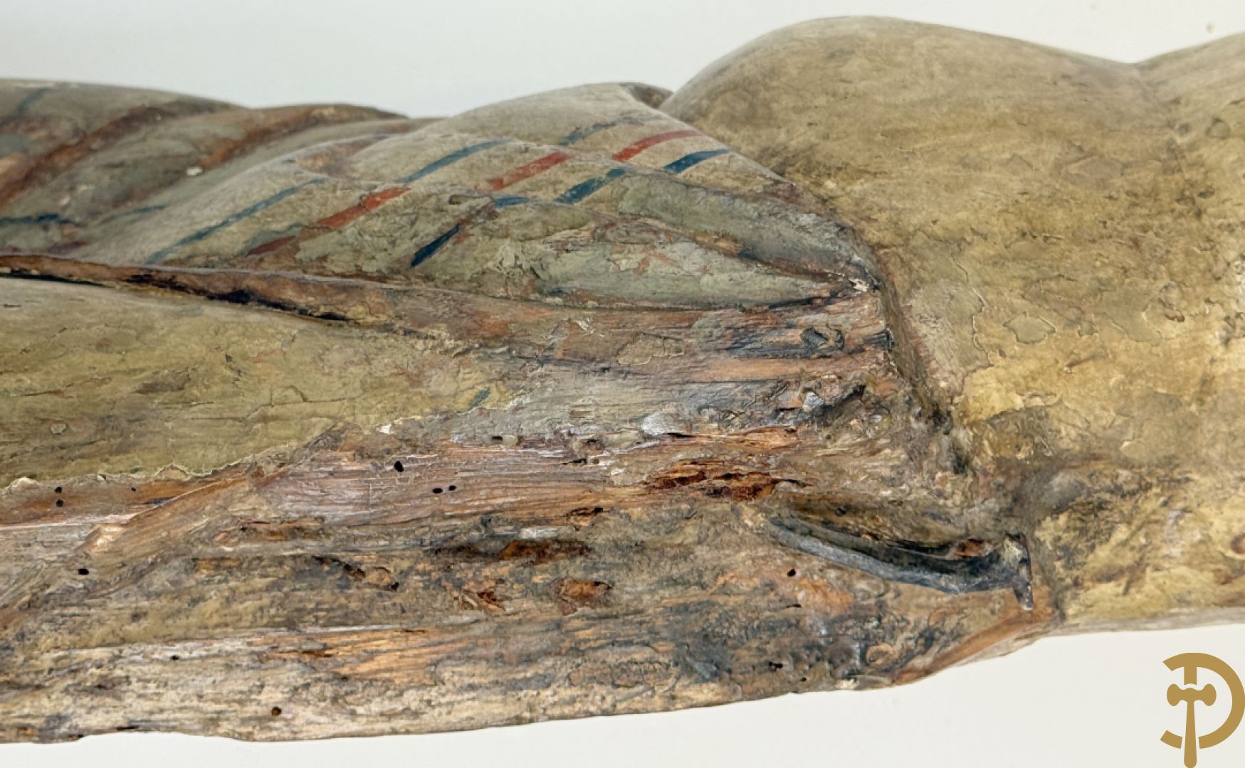 Antieke houtgesculpteerde gepolychromeerde Christus met lenden doek, zonder armen, 16e-17e ?