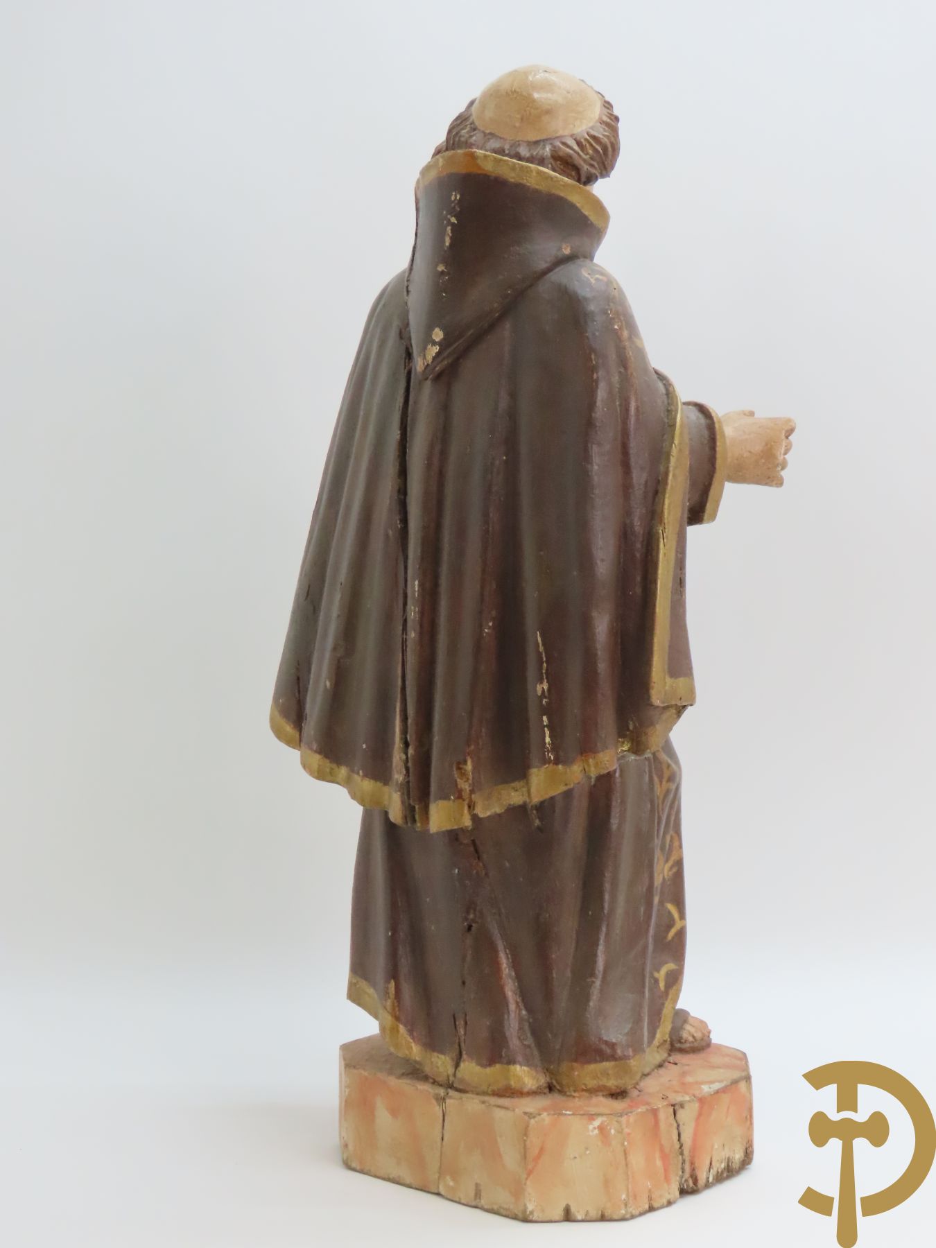 Gepolychromeerde houtsculptuur Sint Antonius