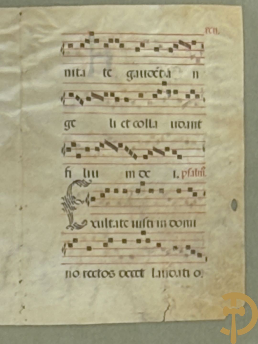 Perkamenten uittreksel uit een gezangenboek met Latijnse gekaligrafeerde letter