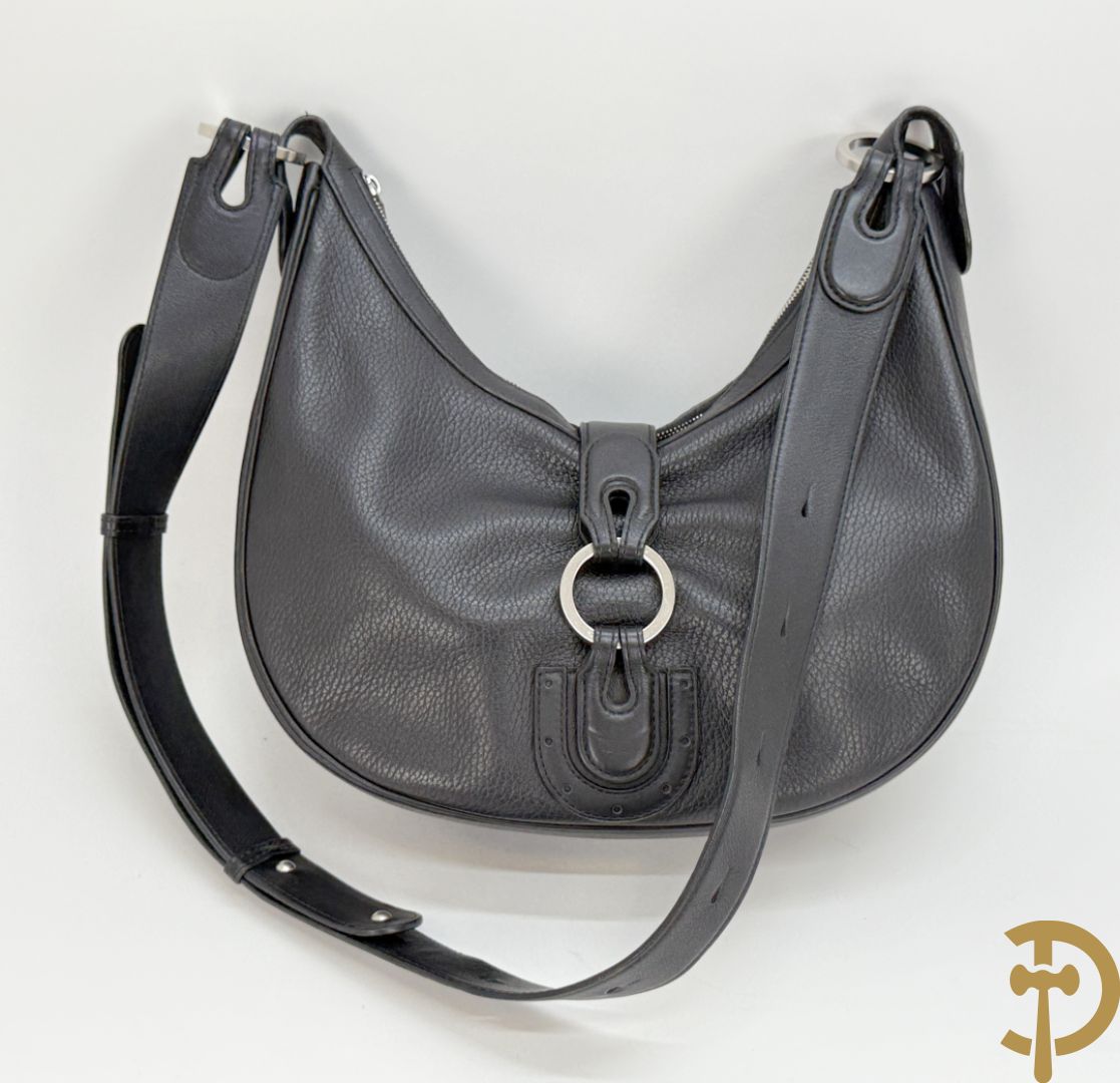 Bruine en zwart lederen handtas Delvaux + boek van Delvaux met documentatie