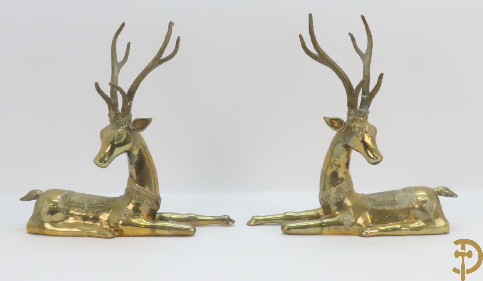 Paar koperen liggende herten