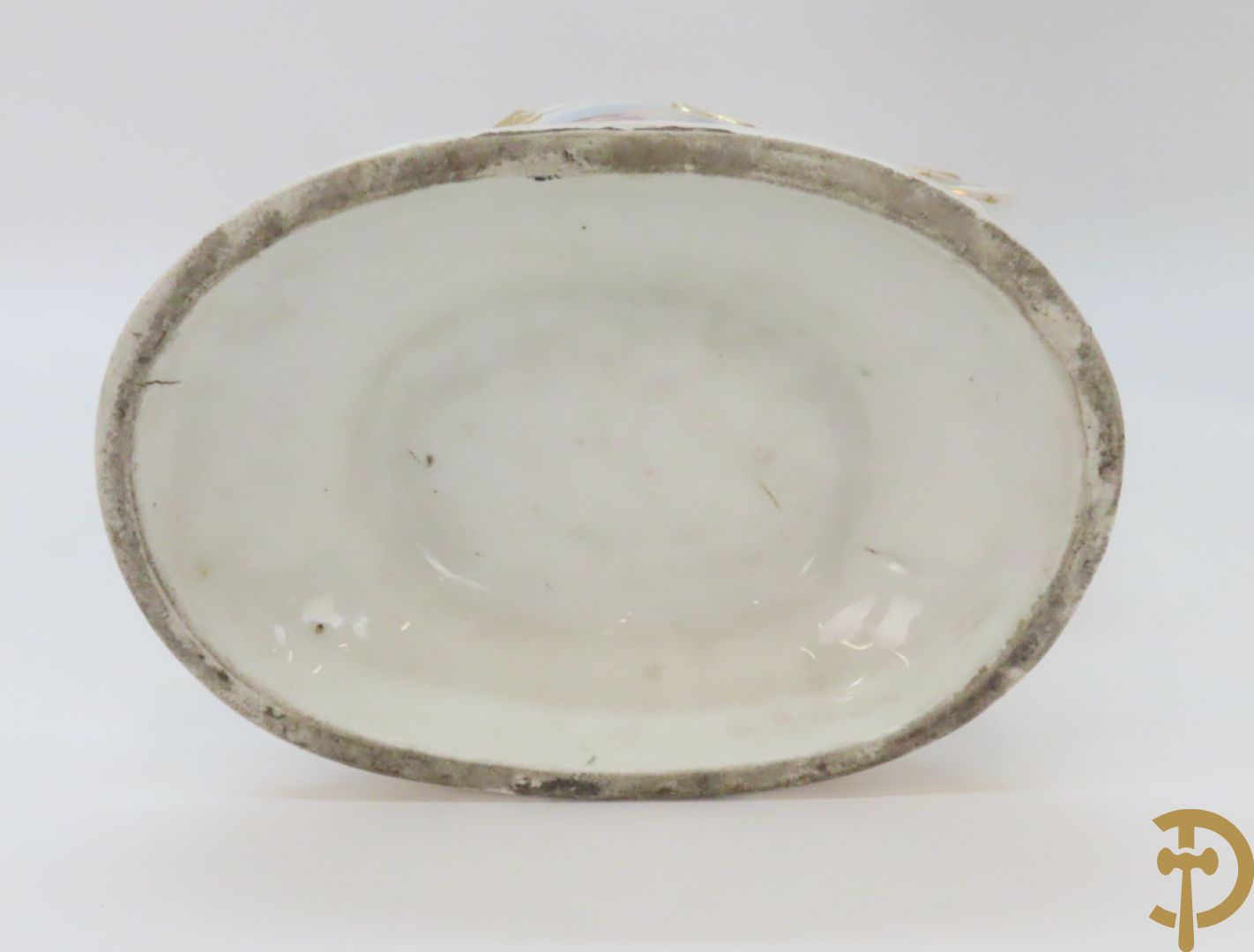 Paar porseleinen Vieux Paris vazen met decor van lieftallige dames