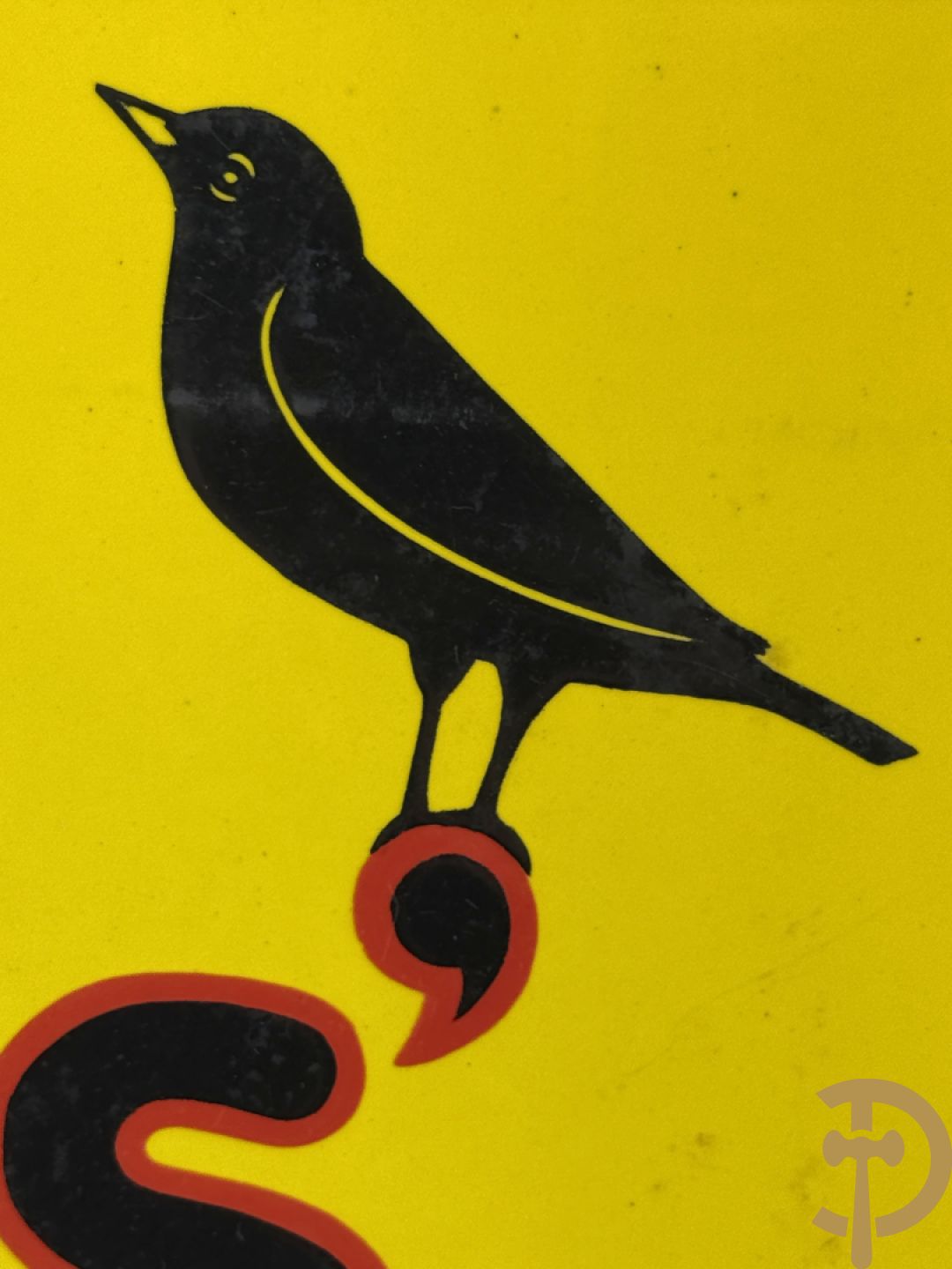 Oude emailplaat P. Sluis, voor uw vogels, universeel voer - begin jaren 