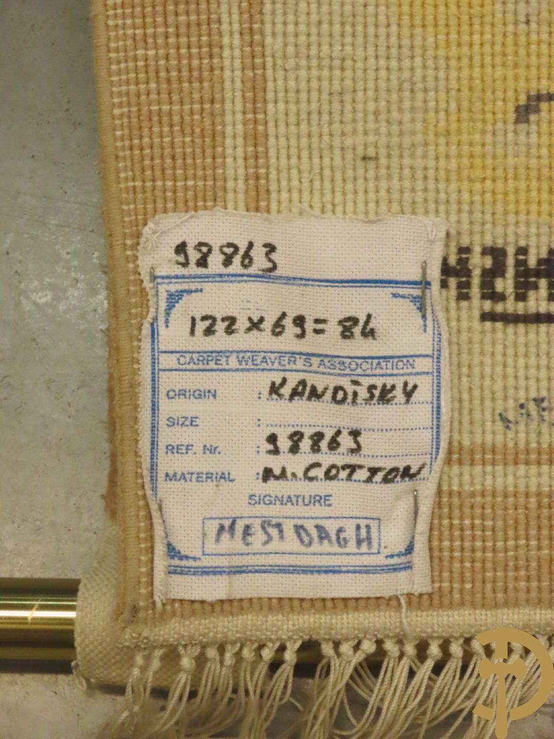 KANDINSKY naar - Oosters handgeknoopt wandtapijt met moderne abstracte figuratie