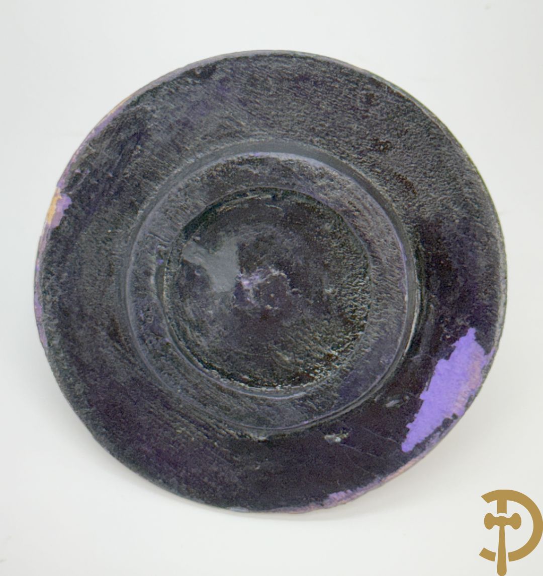 Chinese blauw/wit dekselpotiche met wijsgeer en dansende personages