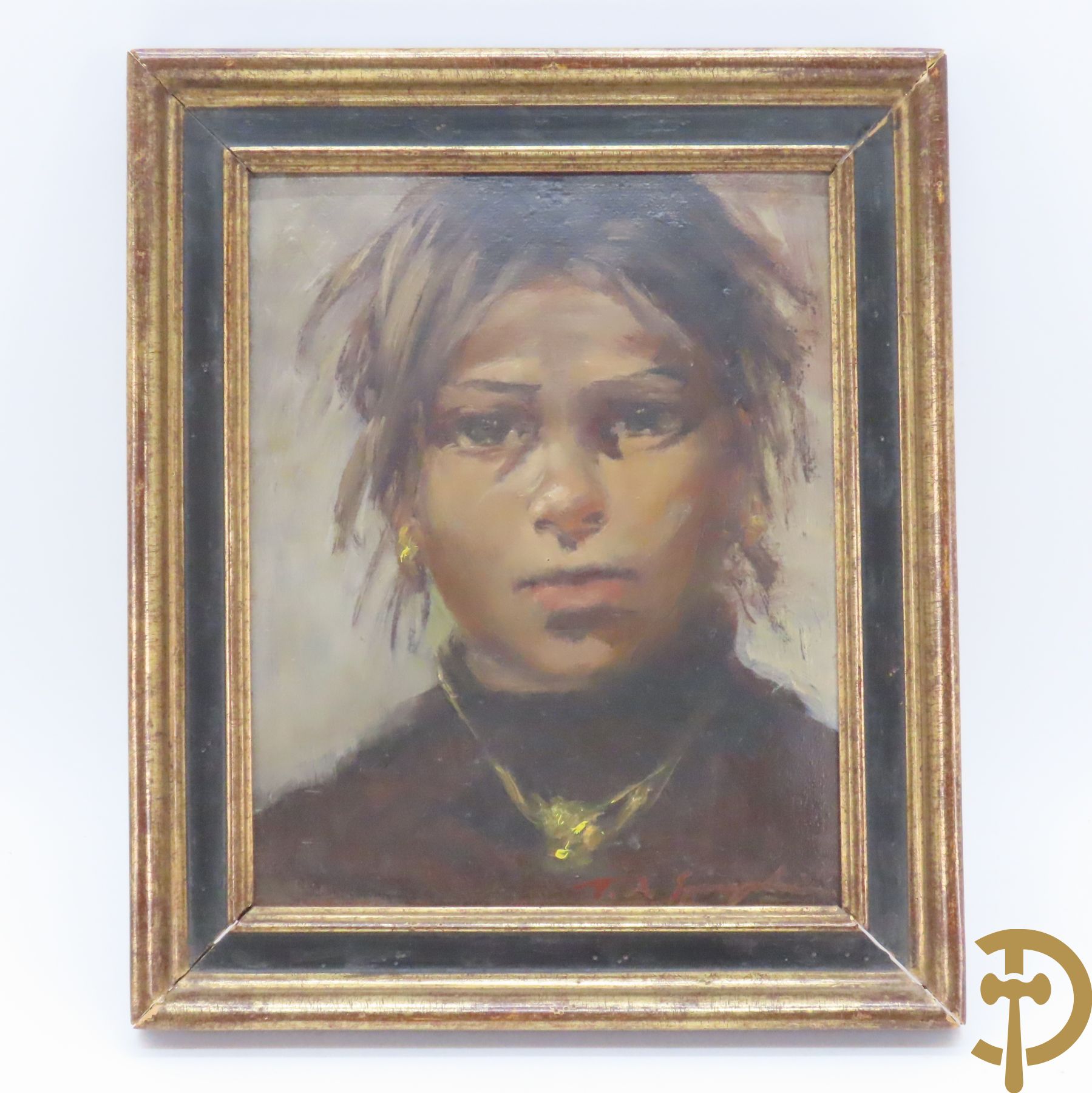 DESPIEGELEIR M. get. 'Meisjesportret' olie op schilderskarton