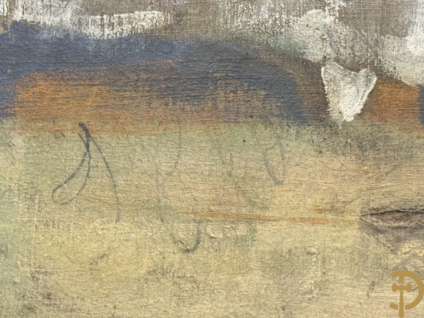 Onleesbaar getekend links onder 