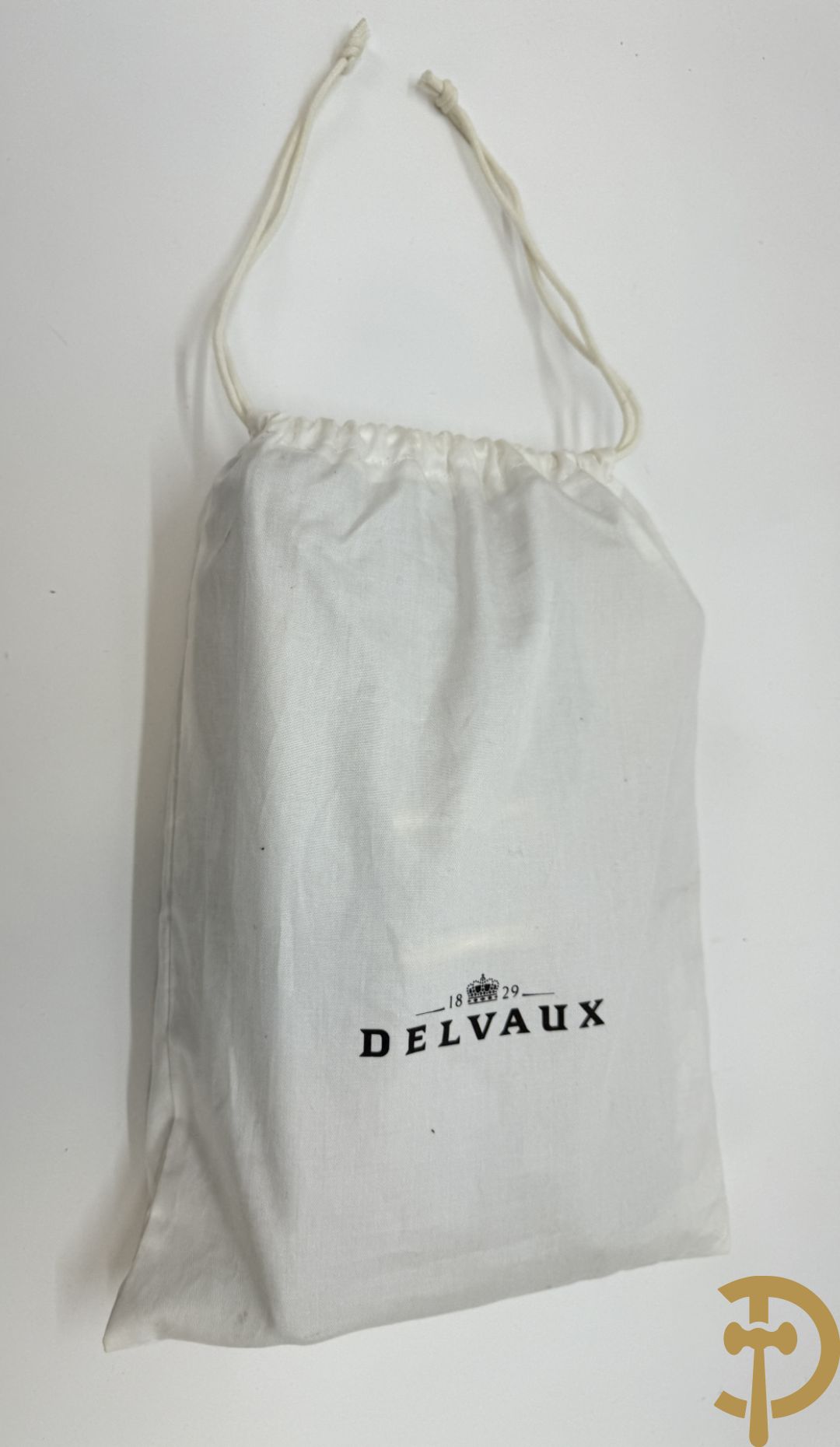 Bruin kroko lederen handtas, Delvaux met bijhorende zak