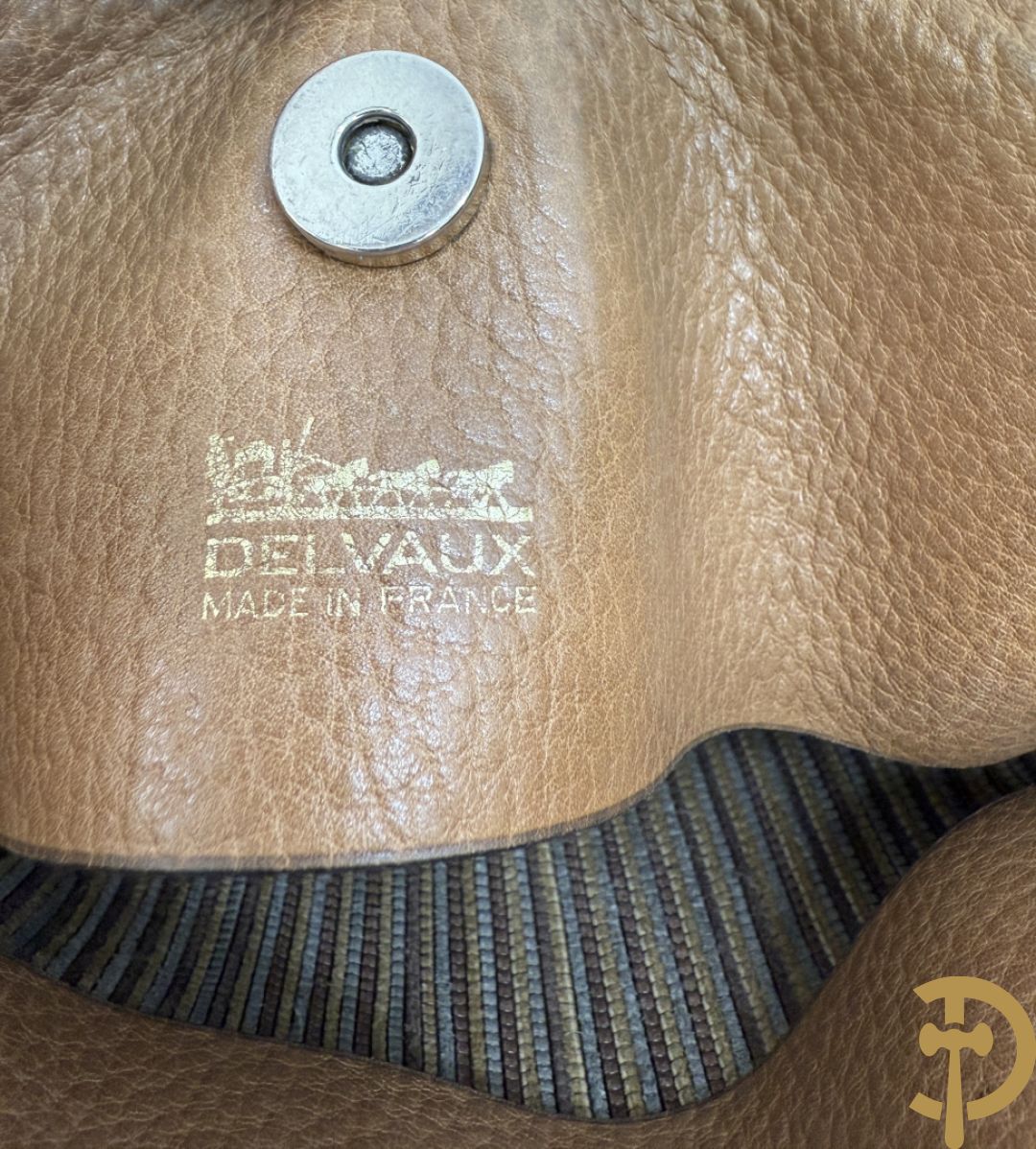 Lederen handtas met bruin getinte kleurstrepen Delvaux, brown toile de cuir