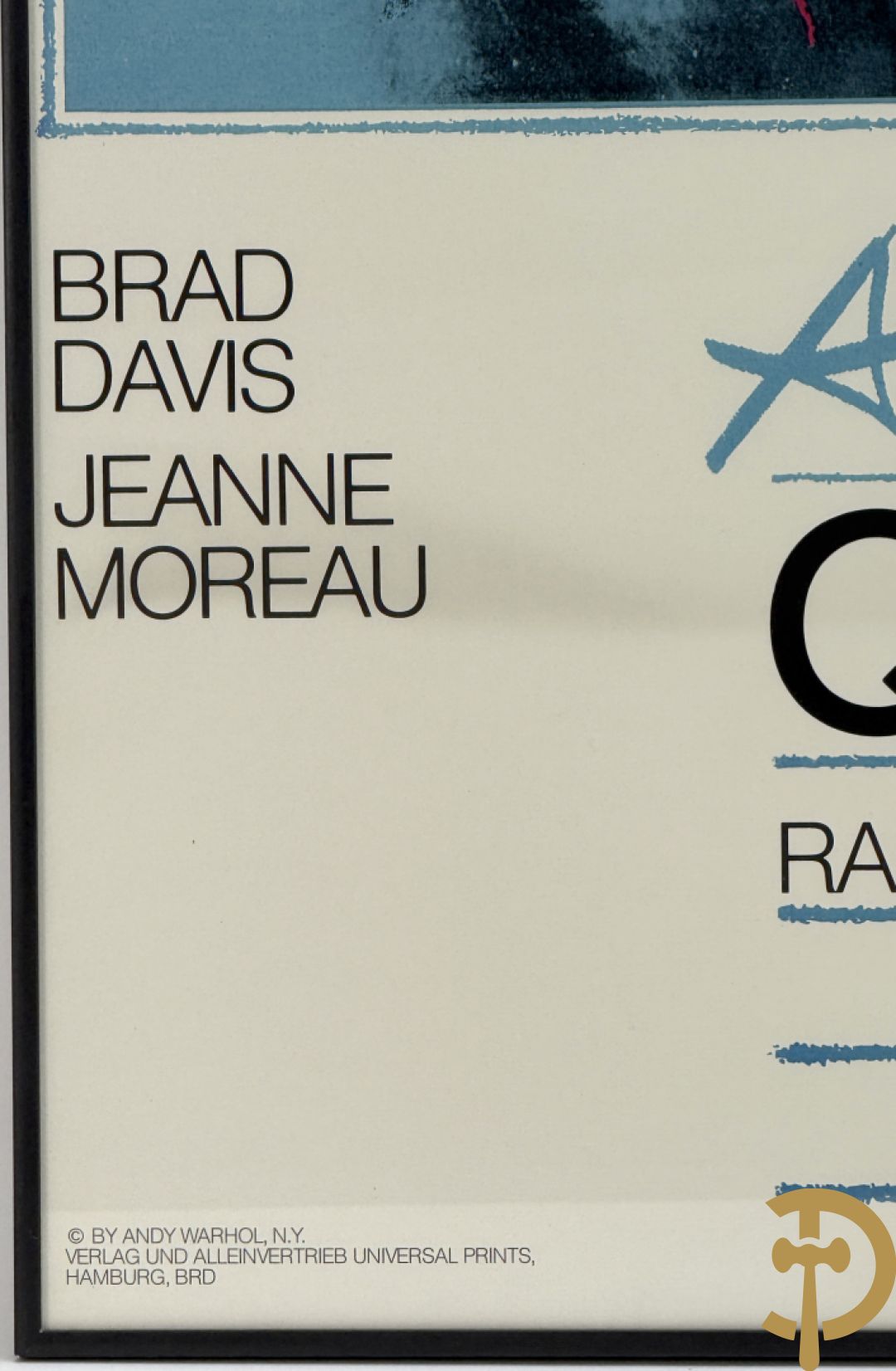 Oude affiche door Andy Warhol ontworpen voor de film Querelle, getekend in de plaat offset in colours