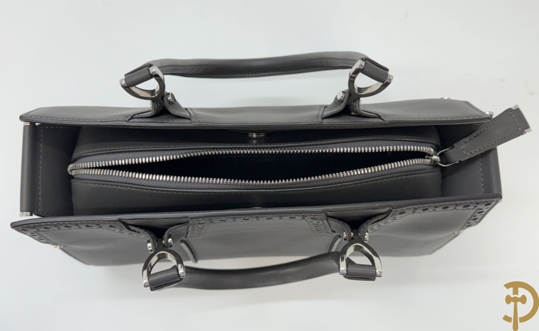 Lederen handtas Longchamps Paris Premier in bijhorende zak