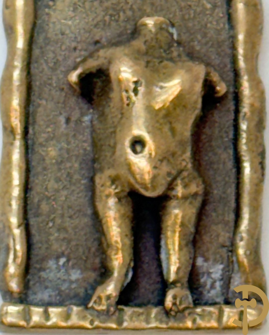 VERMEERSCH J. getekend 1971 - Bronzen hanger met typisch mannetje - Uniek exemplaar met duimafdruk