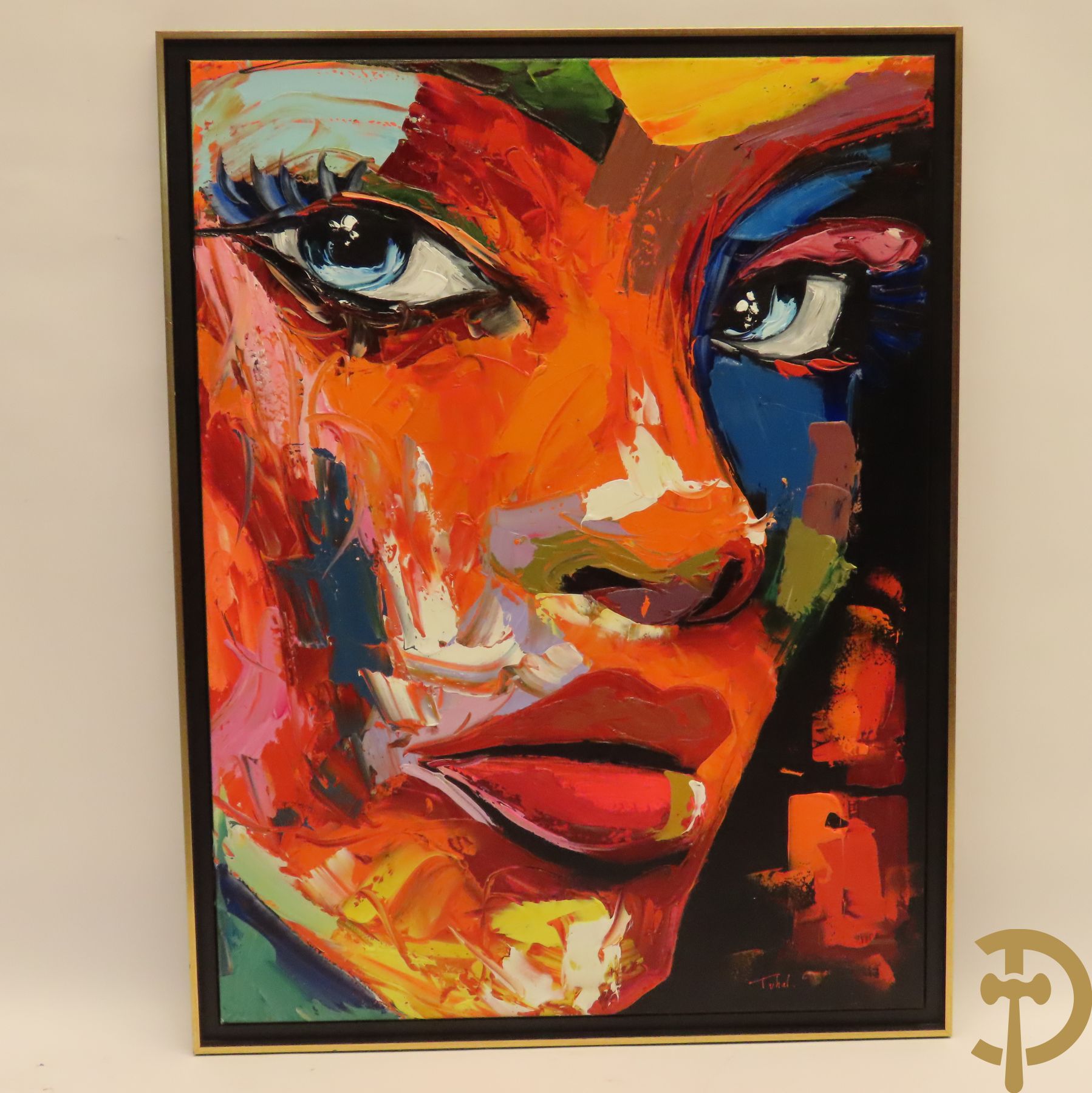 TUHAL get. (Loïc) 'Modern kleurrijk damesportret' olie op doek