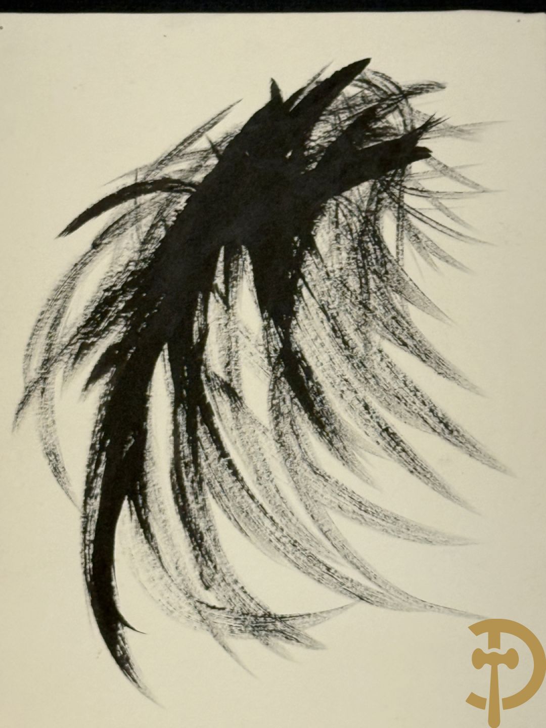 HARTUNG (Hans) getekend Moderne abstracte inkttekening + modern abstract werk inkttekening