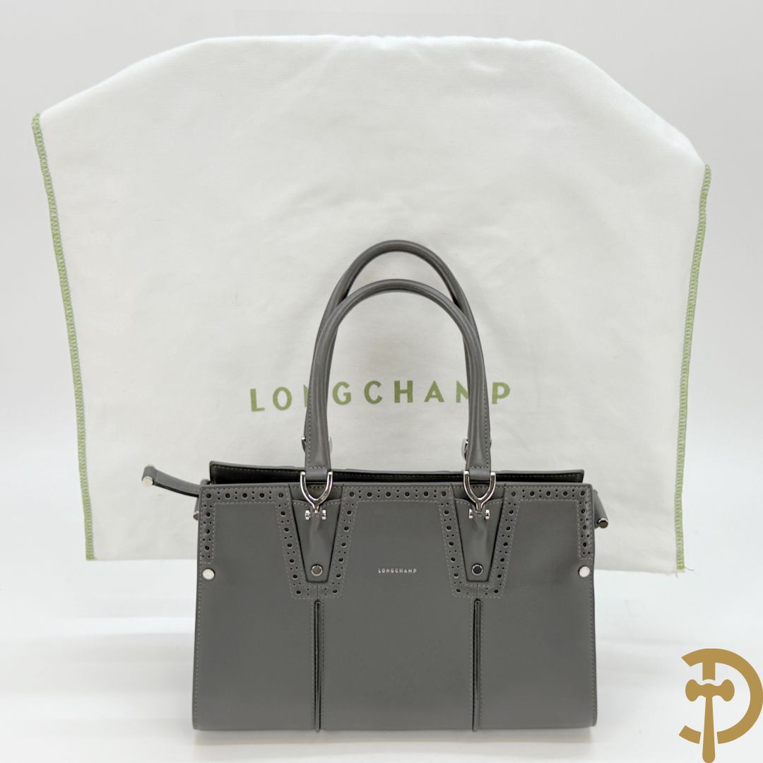 Lederen handtas Longchamps Paris Premier in bijhorende zak
