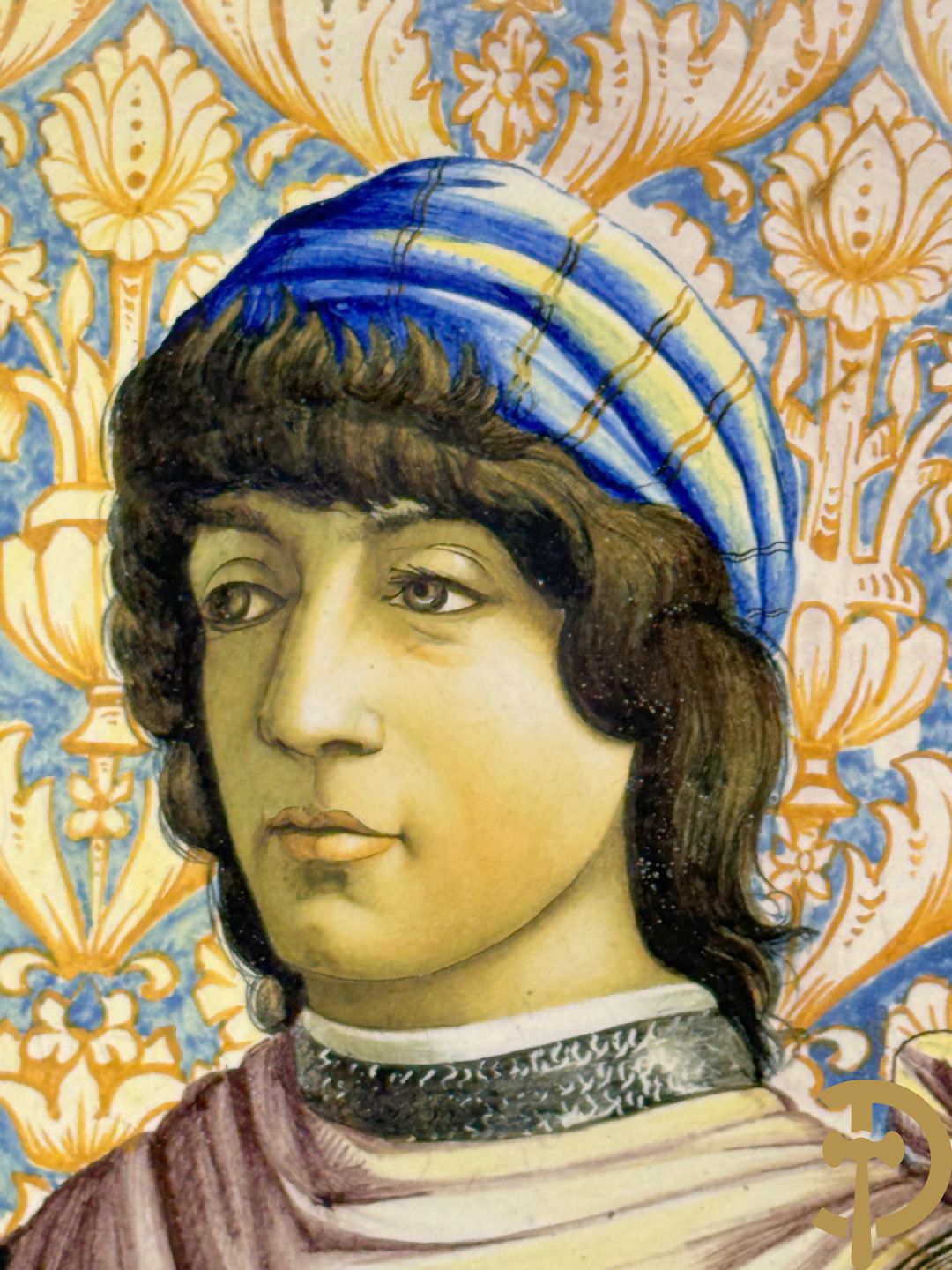 Ronde Italiaanse schotel met portret van Filippi Detto Botticelli