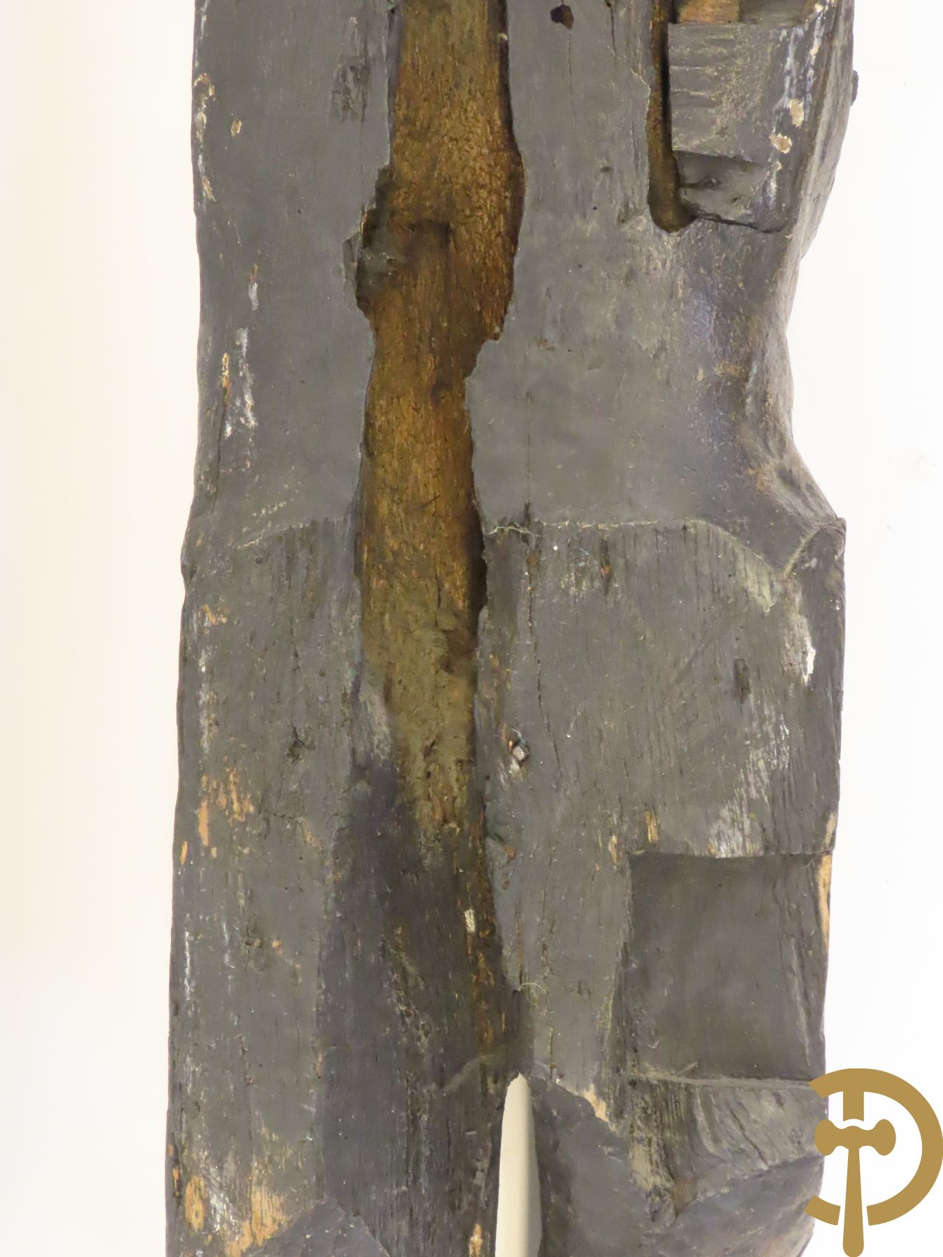 Antiek houtgesculpteerde fragment van Christus met lendendoek, 16e of 17e