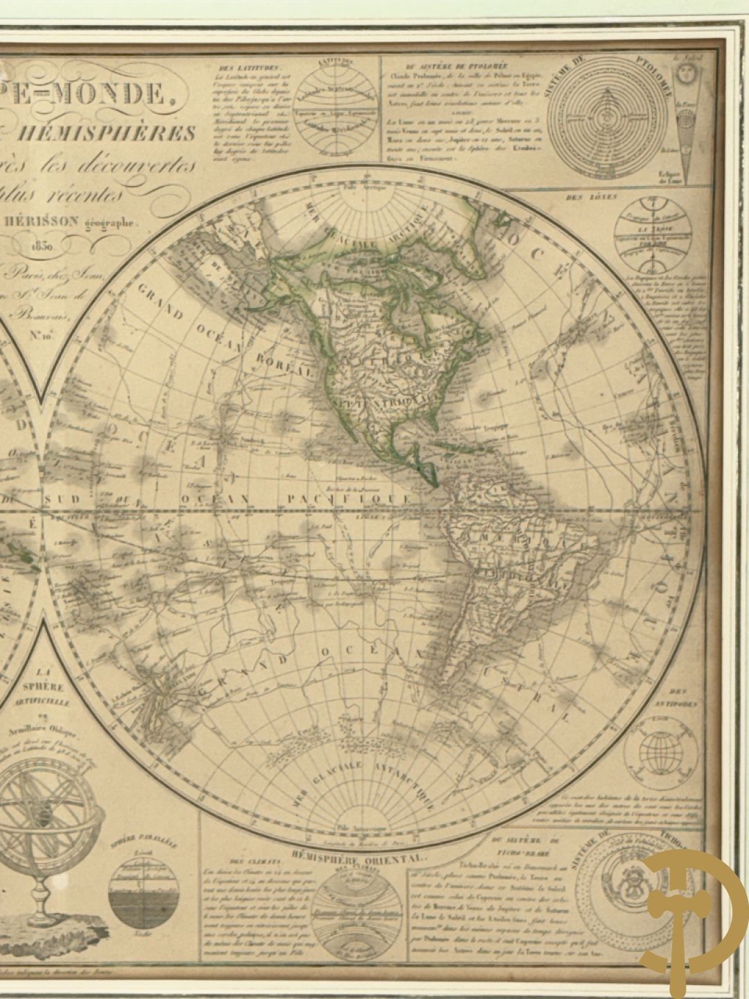 Mappe-monde en 2 hémisphères van Tardieu
