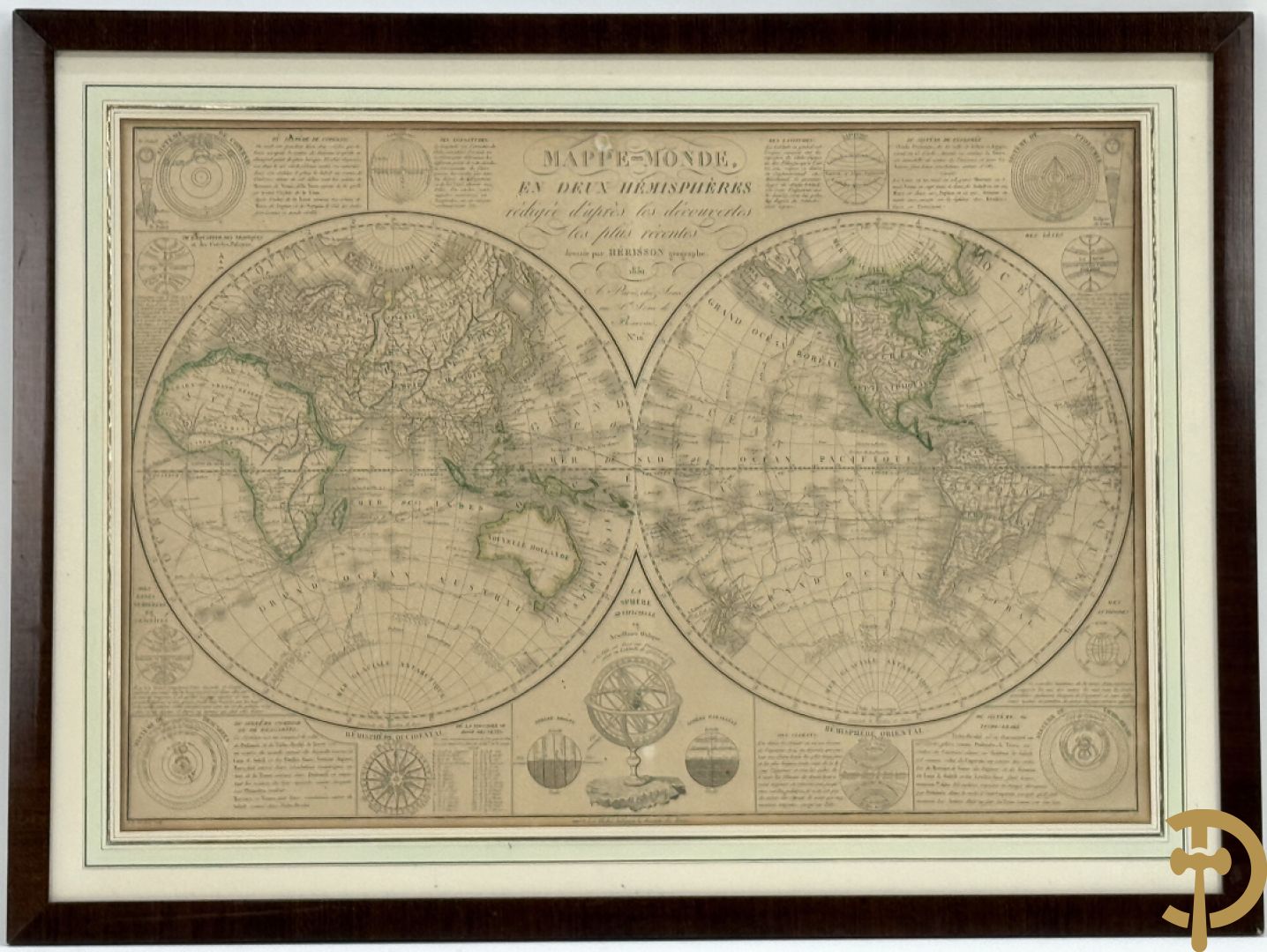 Mappe-monde en 2 hémisphères van Tardieu