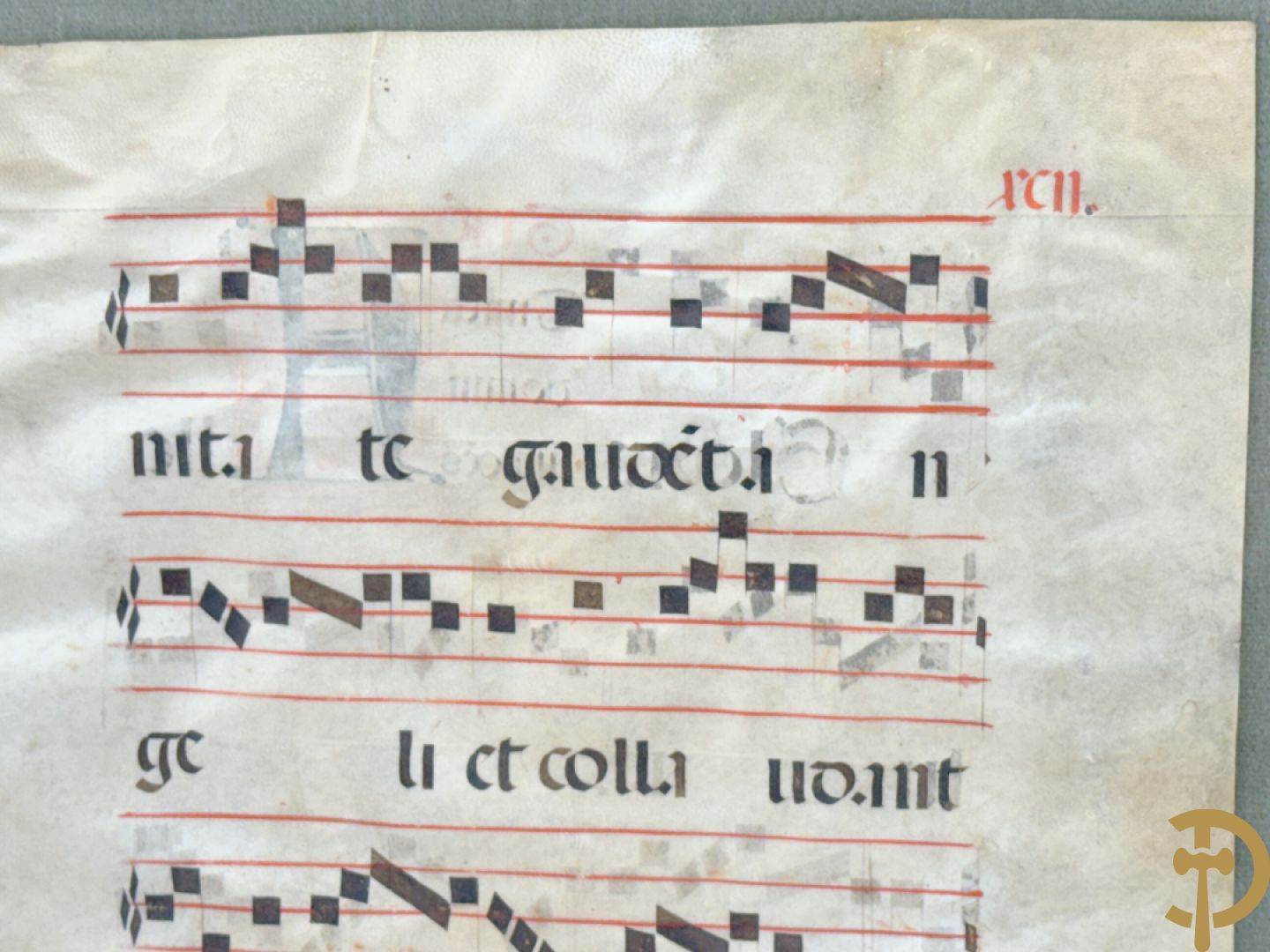 Perkamenten uittreksel uit een gezangenboek met Latijnse gekaligrafeerde letter