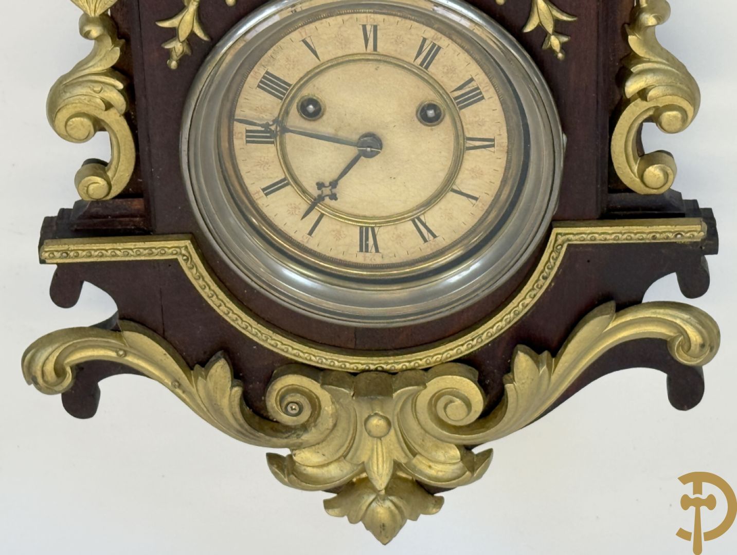 Notelaren barometer + reglateur met barometer + metalen touwtjesklok