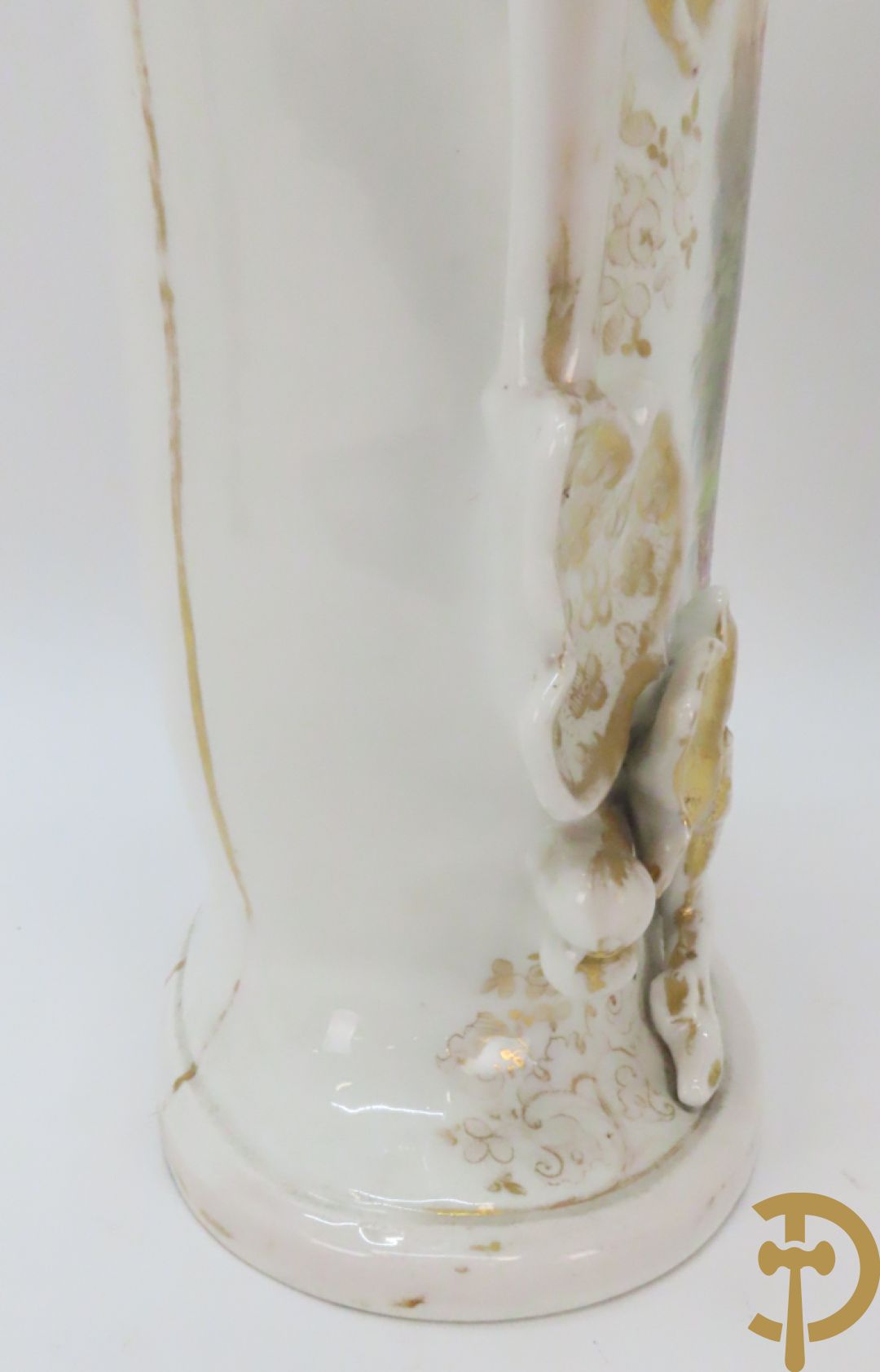 Paar porseleinen Vieux Paris vazen met decor van lieftallige dames