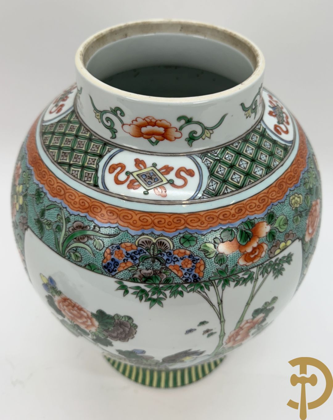 Chinese porseleinen dekselvaas met bloemen- en vogeldecor