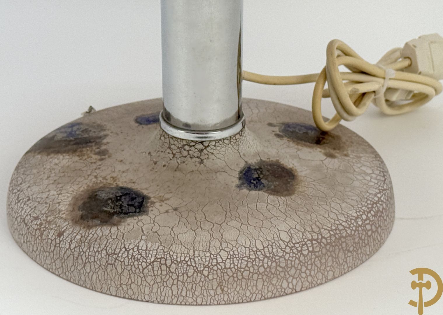 Tafellampadaire in geïriseerd kleurig glas met chromé afwerking, BARDINI getekend