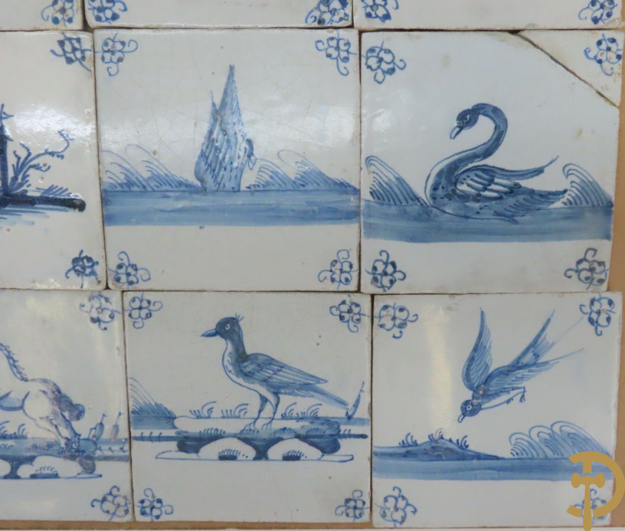 Set oude Delftse tegeltjes met landschappen, waterputten, kastelen, ...