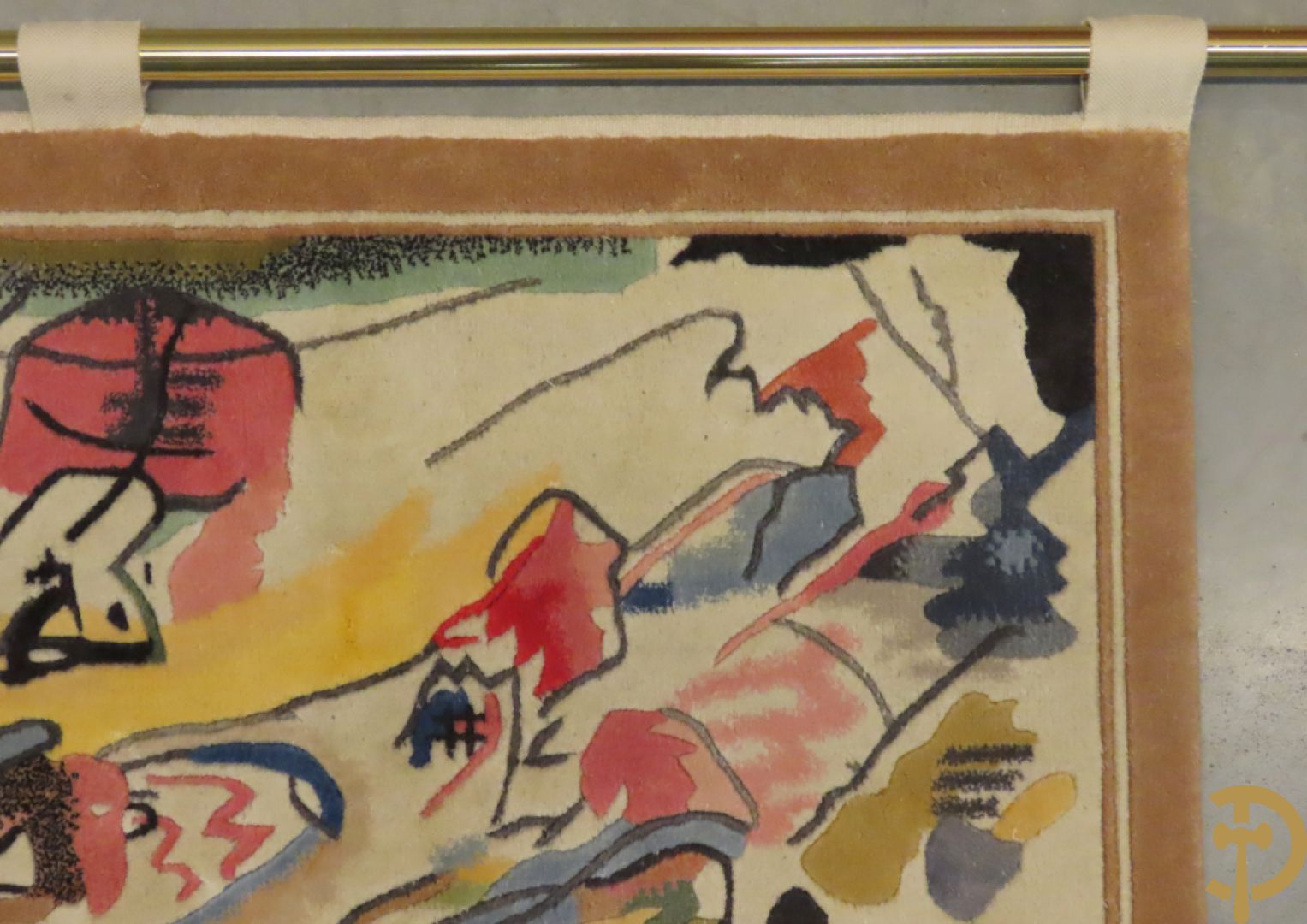 KANDINSKY naar - Oosters handgeknoopt wandtapijt met moderne abstracte figuratie