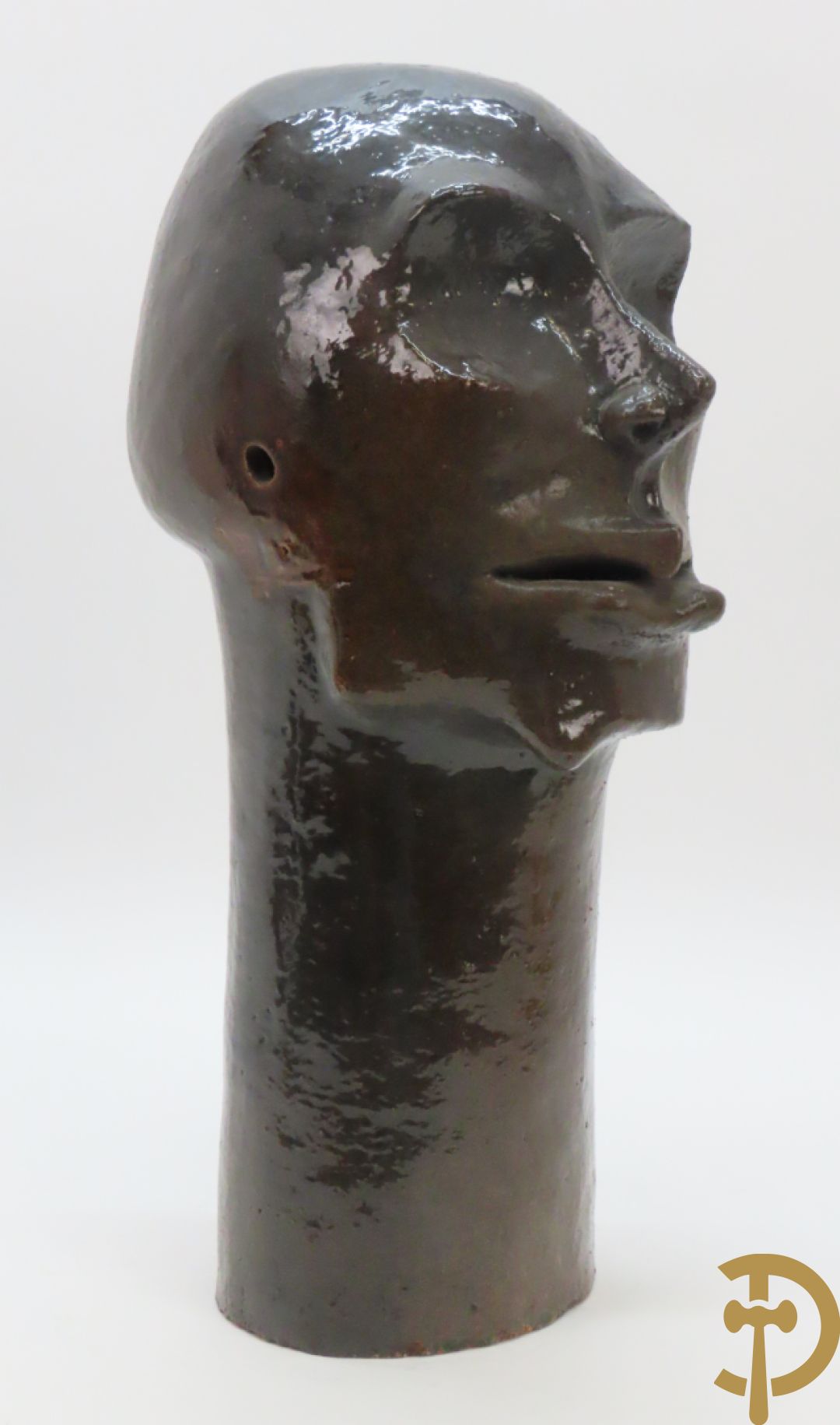 SCHEIRLINCKX Jos getekend - Karaktervol modern geglazuurd keramieken beeld van een hoofd