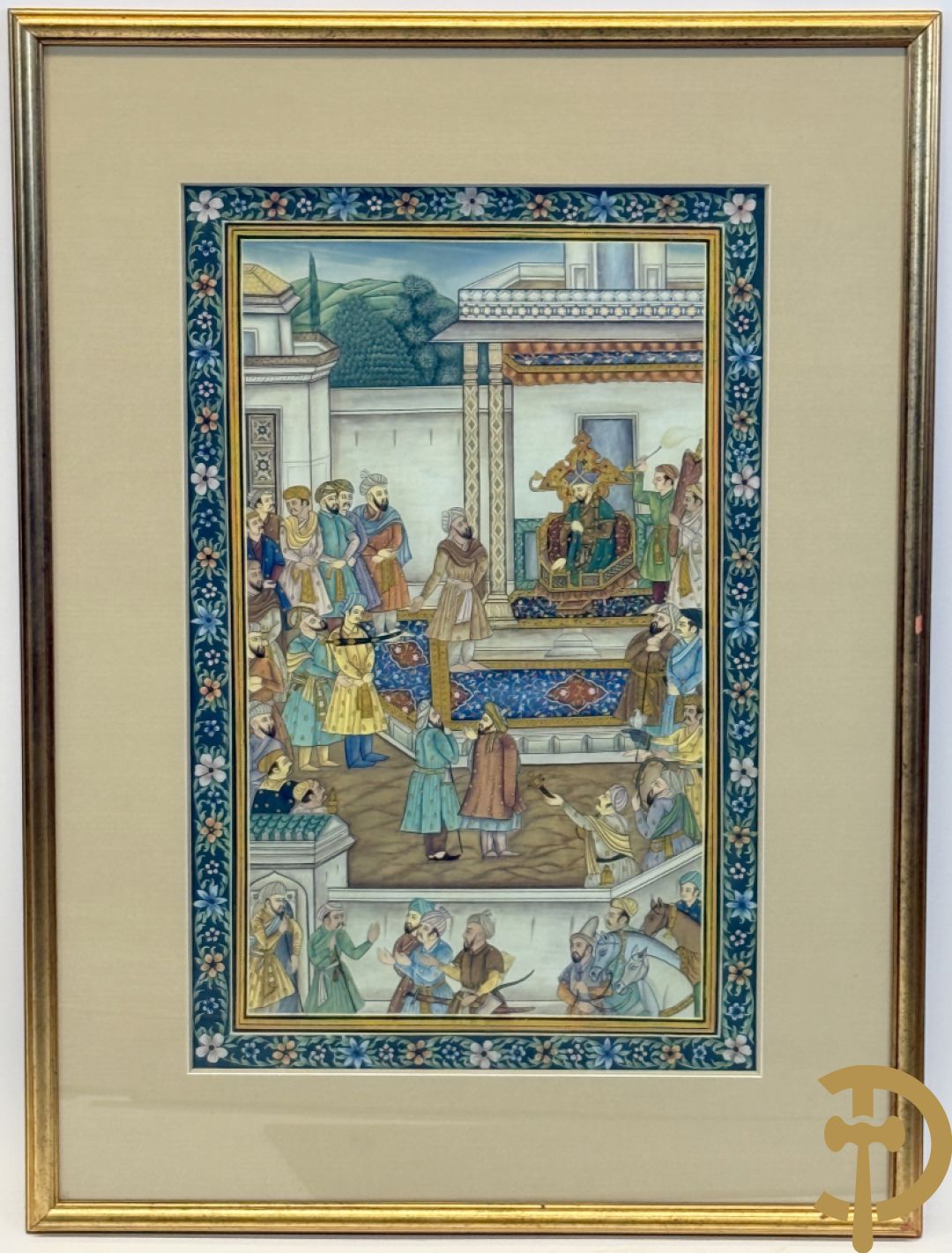 Drie Indische handgekleurde, geaquarelleerde en geanimeerde scènes