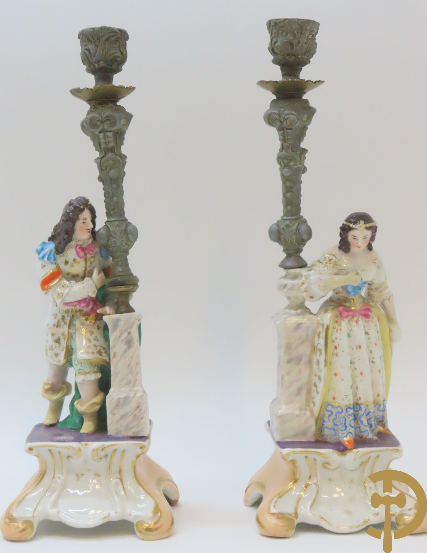 Paar porseleinen kandelaars Vieux Paris, 19e