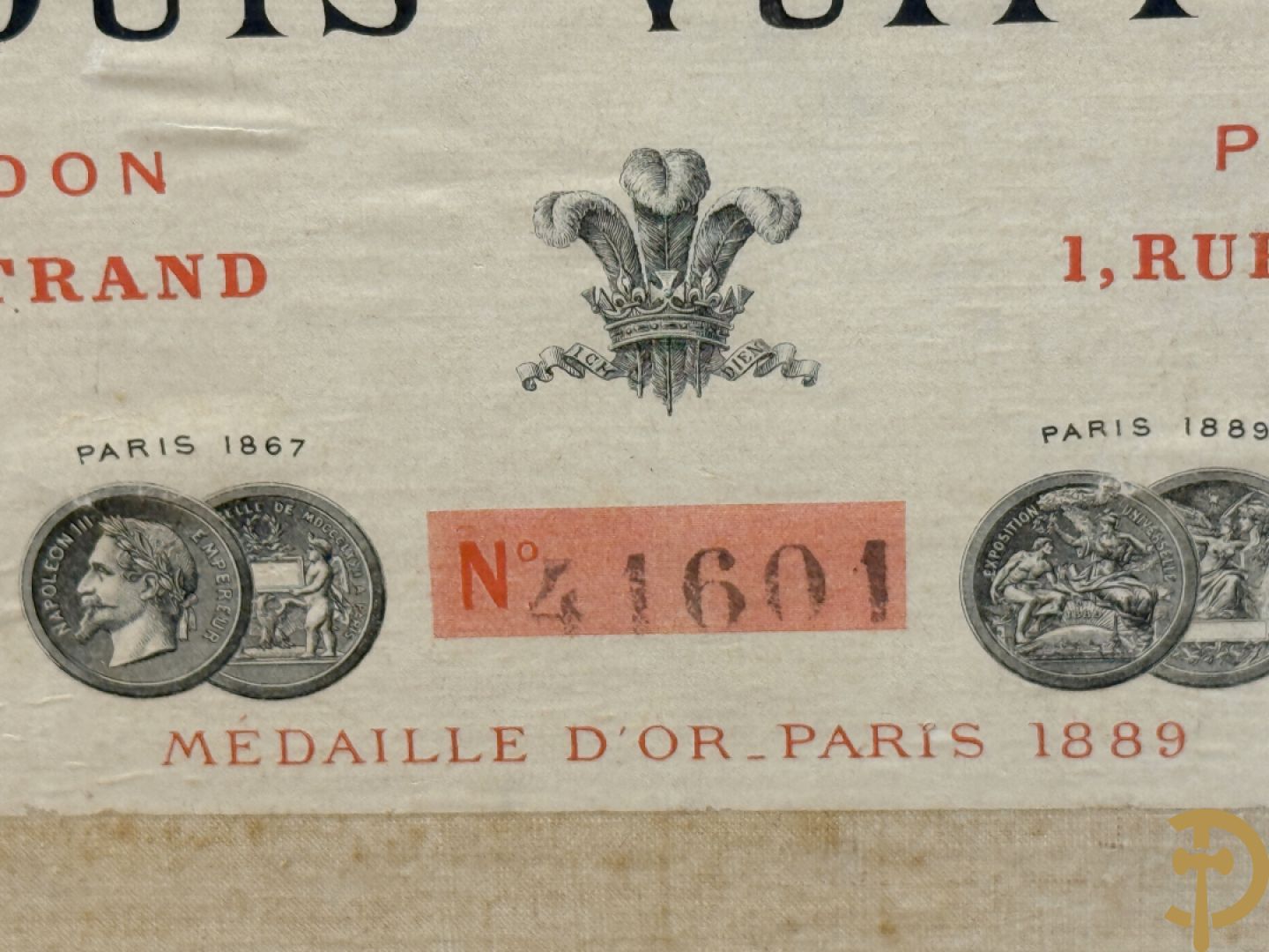 Antieke reiskoffer Louis Vuitton met houten latten, genummerd N41601, met bijhorende sleutel