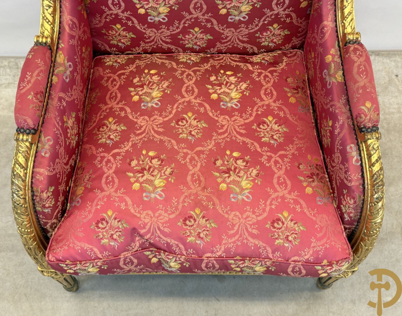 Vergulde Louis XVI armzetel met oren en bloemenstof, 19e