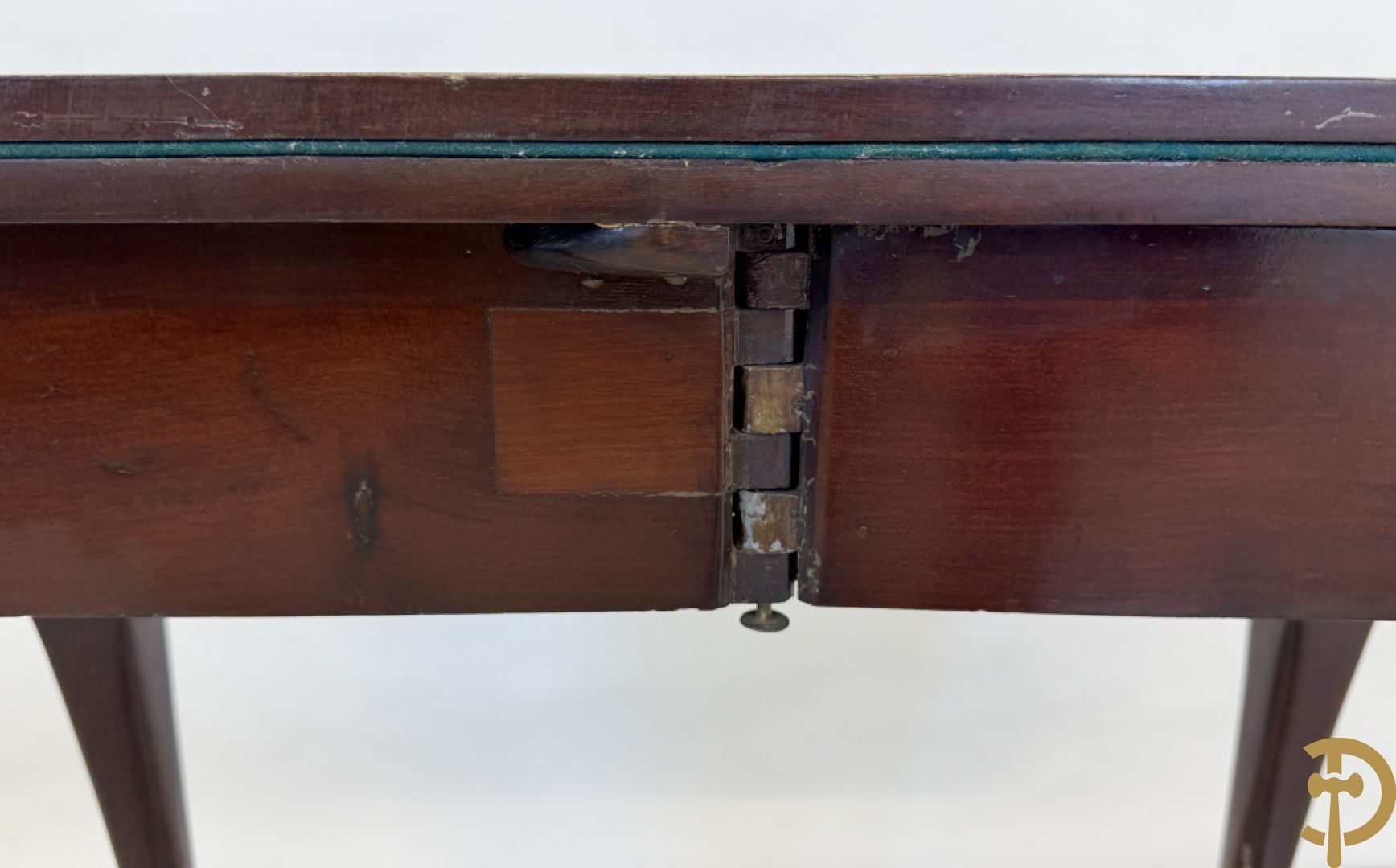 Openklapbare notelaren speeltafel met lade, op klauwepootjes, Queen Anne