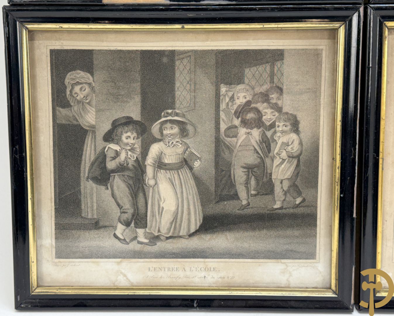 Zes oude gravures met kinderthema