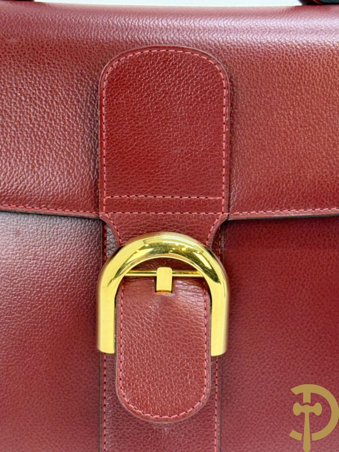 Bordeaux lederen handtas, geldbeugel, kaarthouder en portemonnee, Delvaux, model brillant