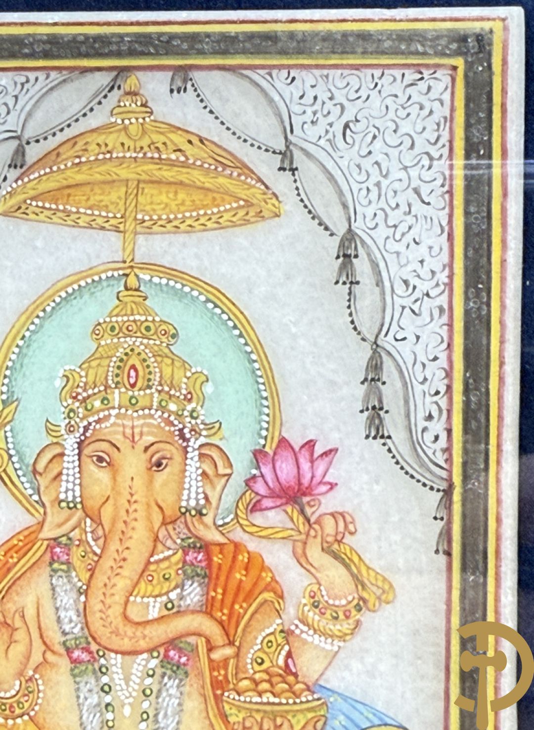 Zes Indische geanimeerde tekeningen van goden en liefdesscènes op gesteente