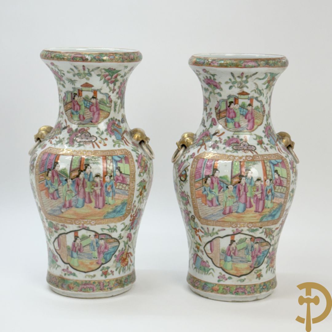 Paar Chinese porseleinen Kanton vazen