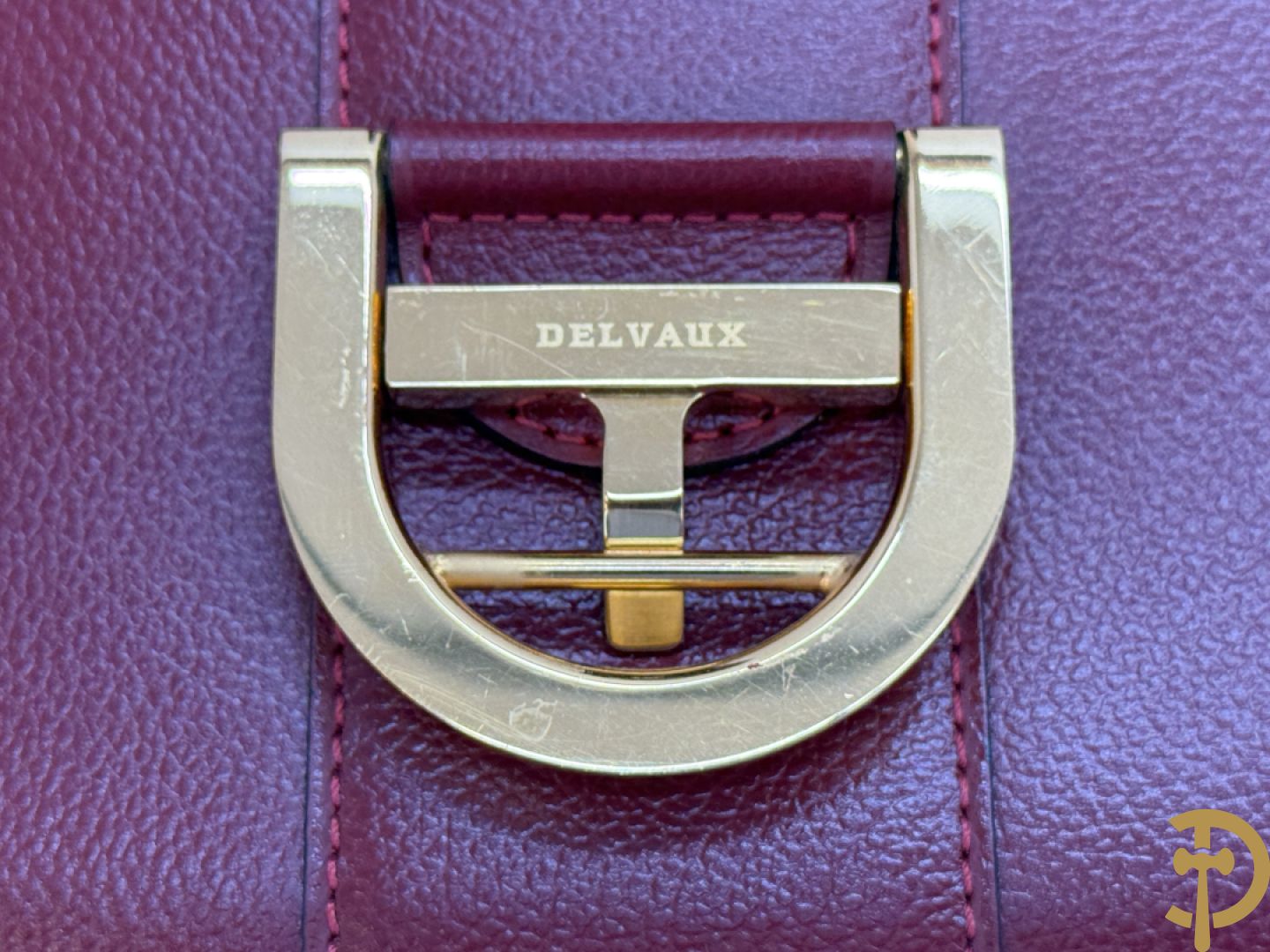 Bordeaux lederen handtas, geldbeugel, kaarthouder en portemonnee, Delvaux, model brillant