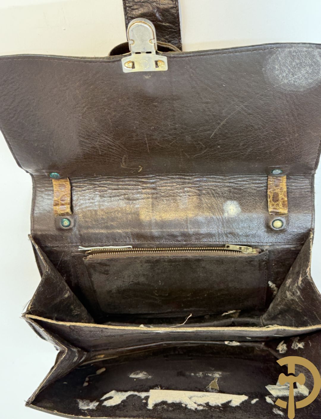 Kroko zwart lederen handtas, Le Sellier Bruxelles + zwart lederen kroko clutch + bruin lederen kroko enveloppetas + toneelhandtasje