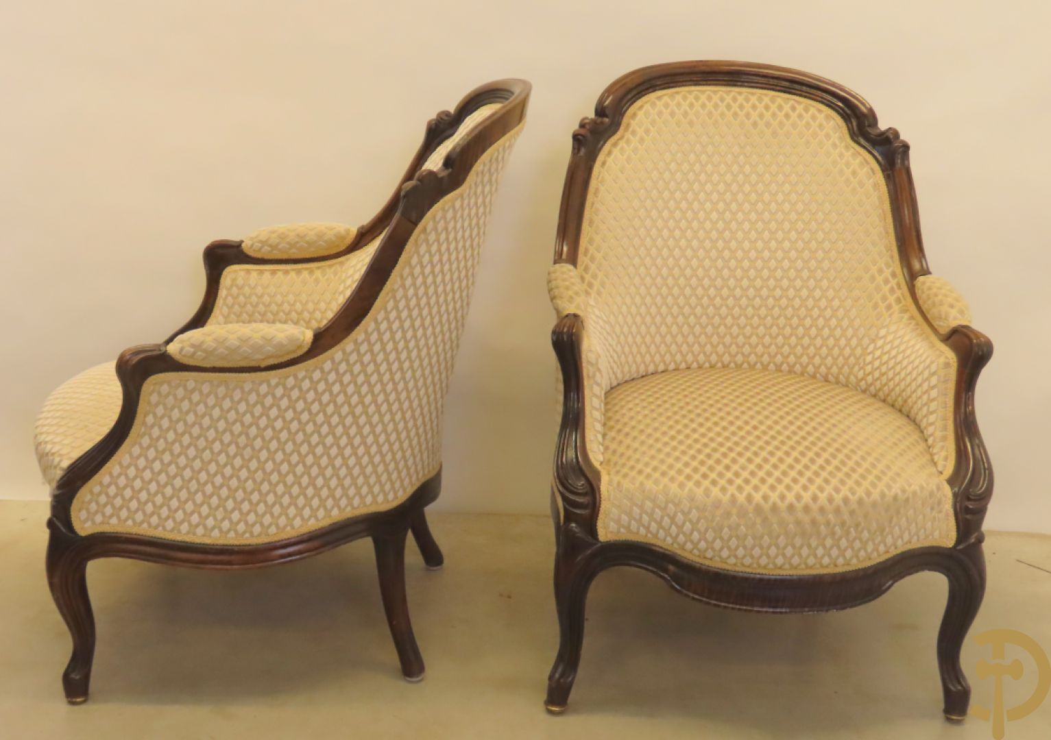 Louis Philippe salonensemble bestaande uit canapé, 2 armzetels en 2 stoelen