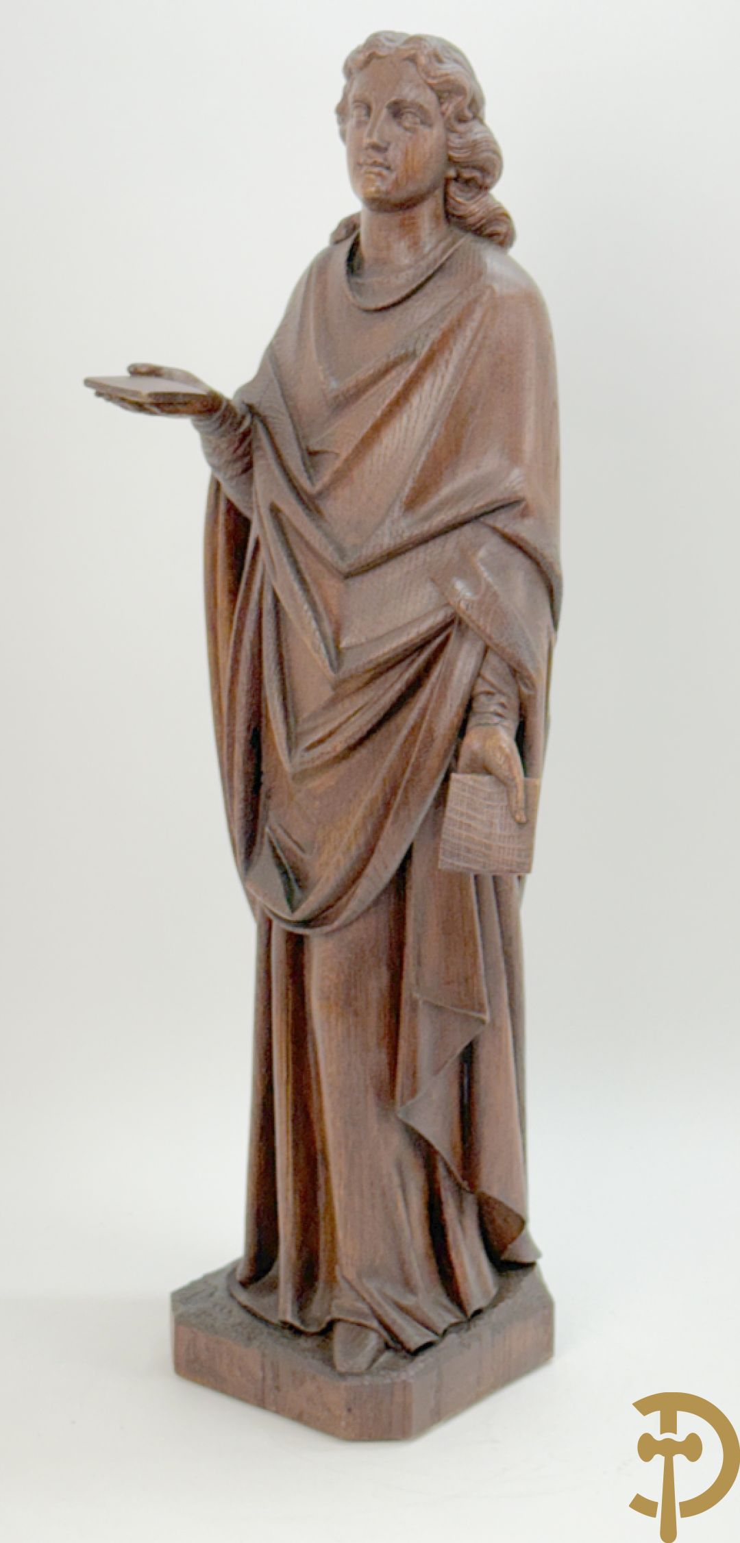 Eiken houtsculptuur van evangelist, laat 19e