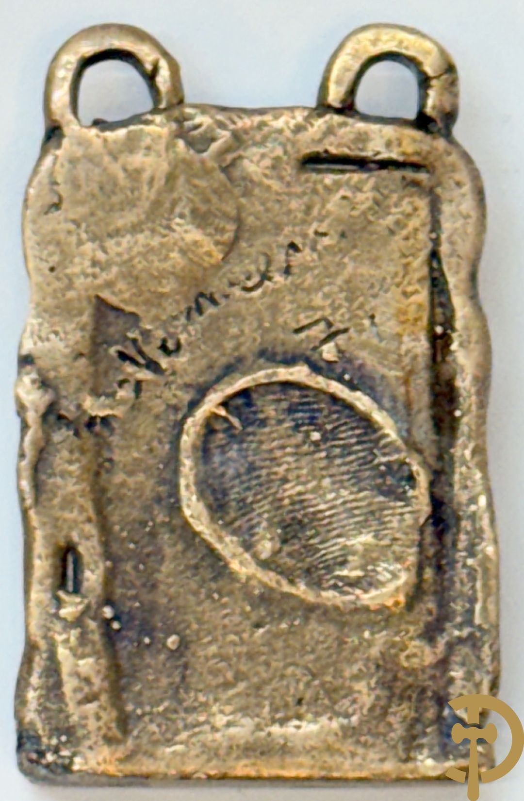 VERMEERSCH J. getekend 1971 - Bronzen hanger met typisch mannetje - Uniek exemplaar met duimafdruk